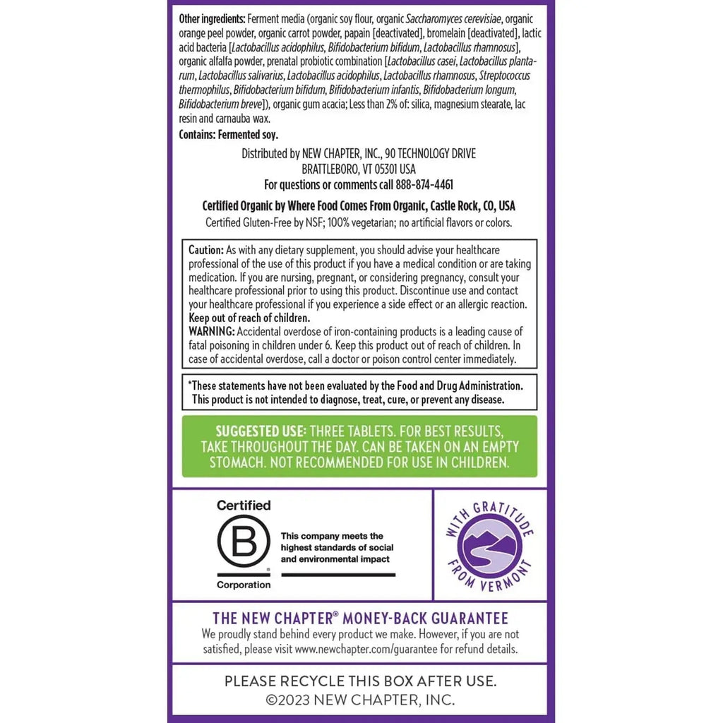 New Chapter Perfect Prenatal Vitamins, Organic Prenatal Vitamins, Non-GMO Ingredients for Healthy Baby & Mom - Folate (Methylfolate), Iron, Vitamin D3 New Chapter Au supplements