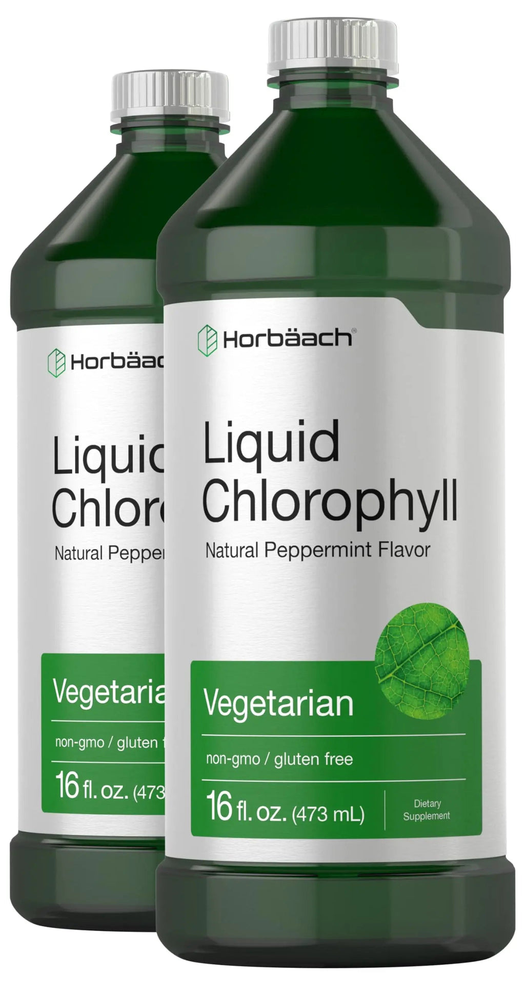 Chlorophyll Liquid Drops 100mg | 32 oz (2 x 16 oz Bottles) | Natural Peppermint Flavor Horbäach Au supplements