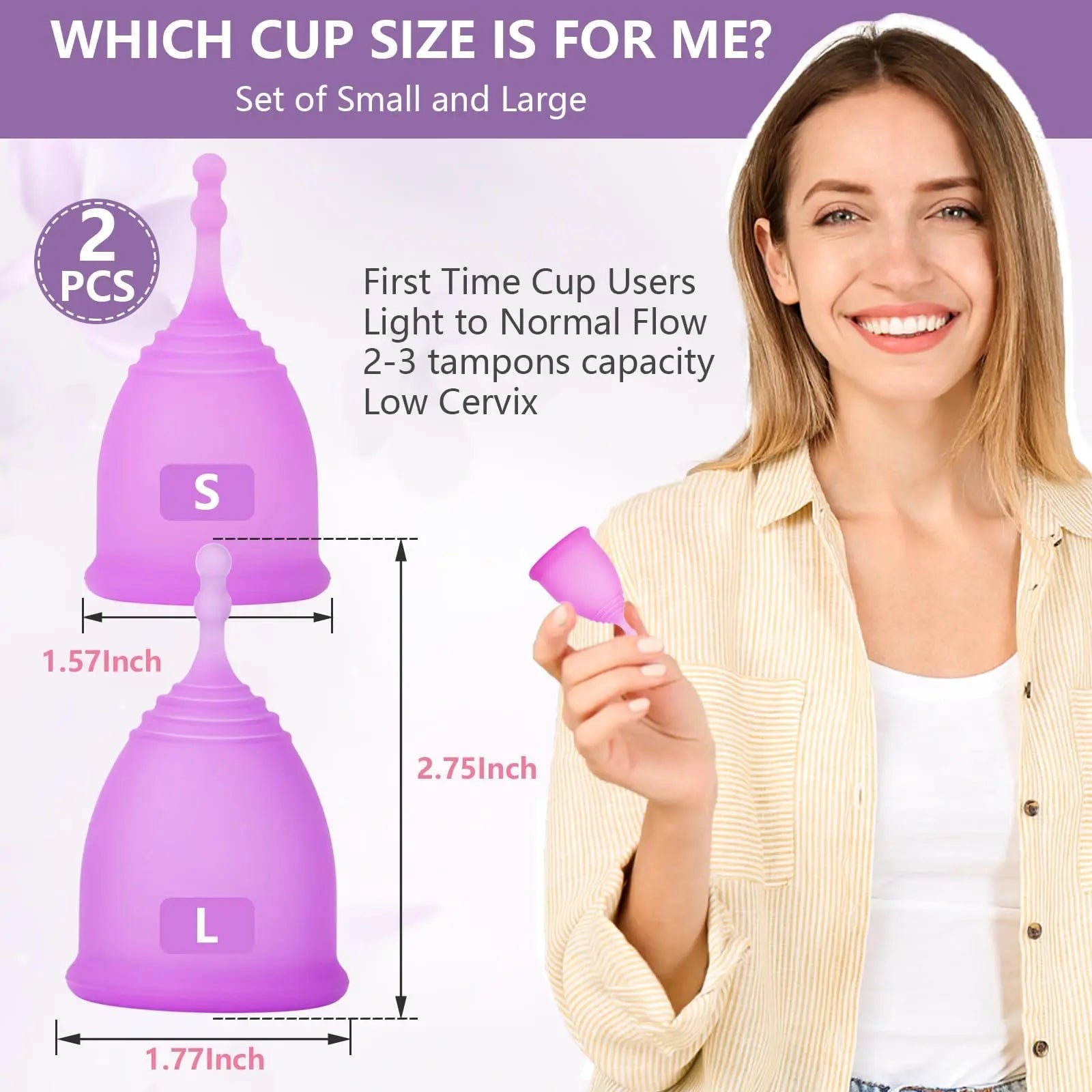 AURUZA Menstrual Cups, Set of 2 Reusable Period Cups Kit for Girls & Women, Silicone Soft Cups AURUZA Au supplements