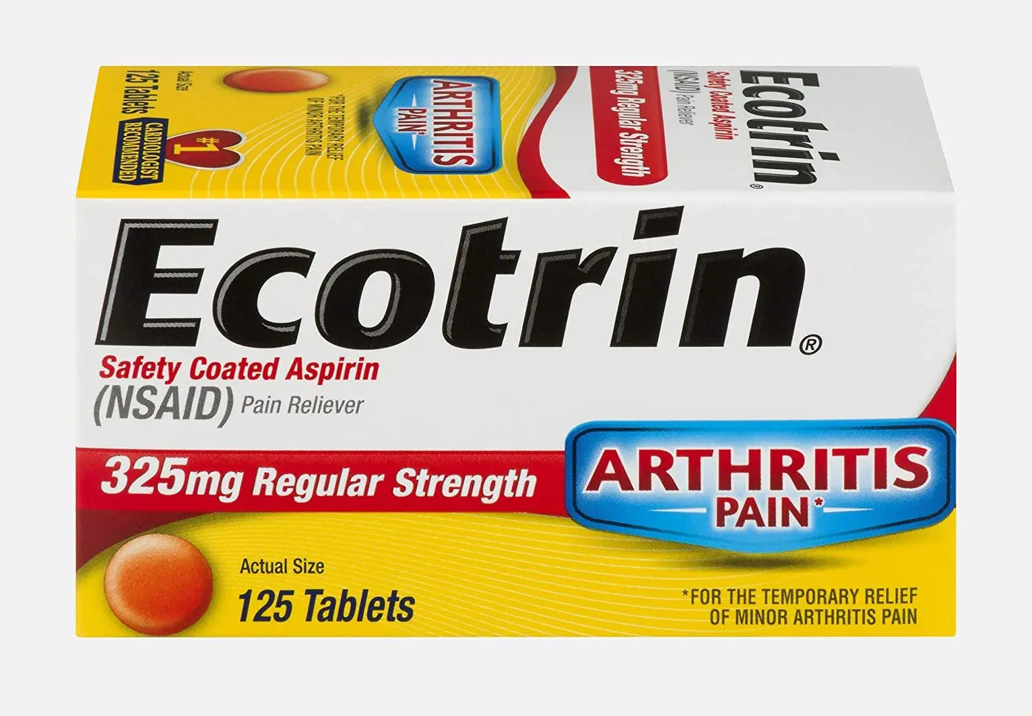 Ecotrin Safety Coated Aspirin Arthritis Pain Reliever Tablets, Regular Strength, NSAID 325 mg, 125 ct (Pack of 2) Ecotrin Au supplements