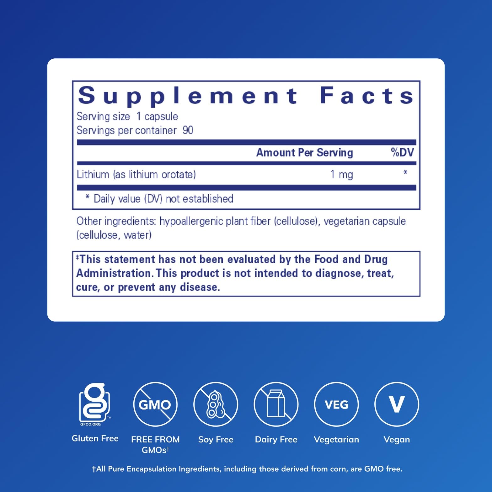 Pure Encapsulations Lithium (Orotate) 1 mg | Support for Calmness and Behavior | 90 Capsules