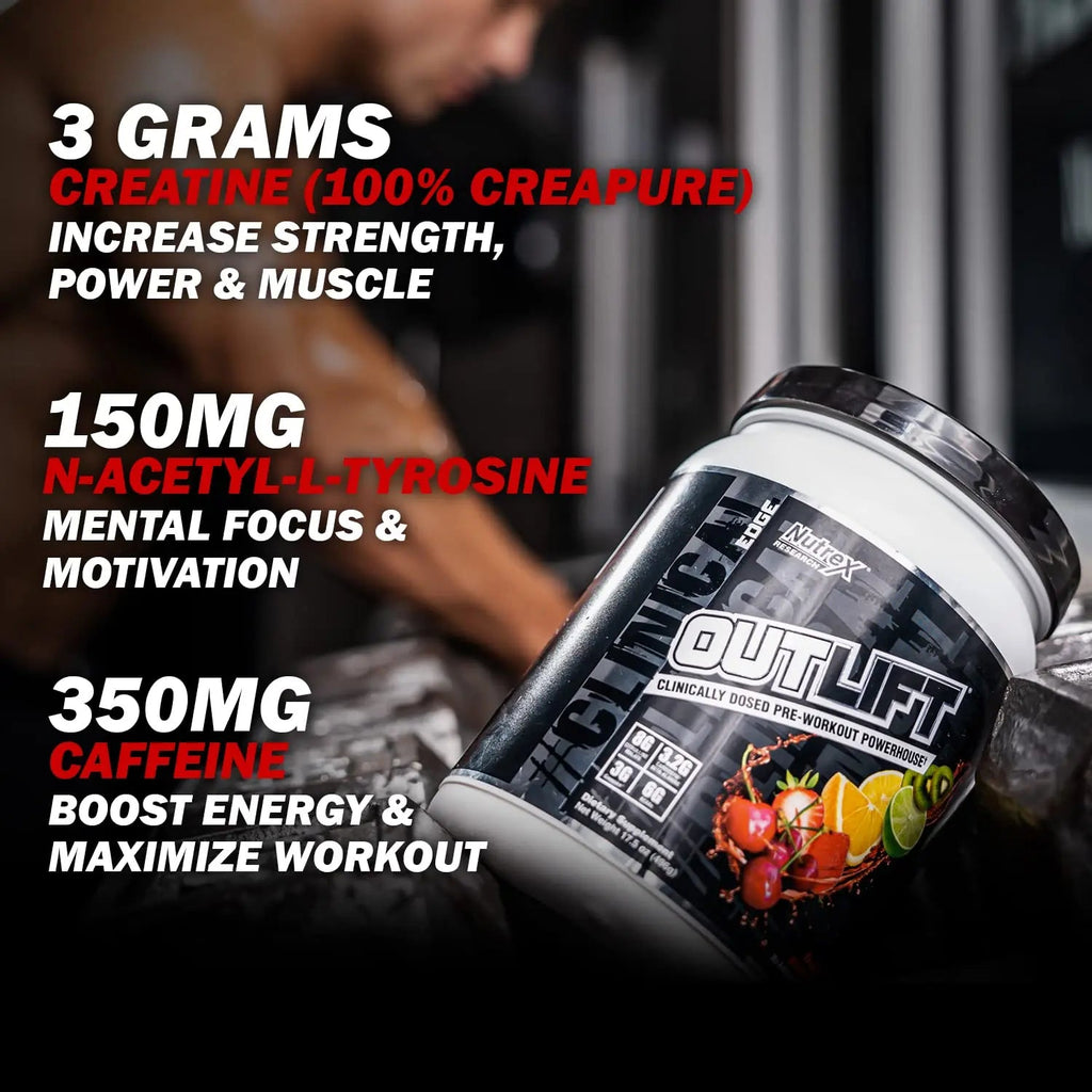 Nutrex Outlift Clinically Dosed Pre Workout Powder with Creatine, 8G Citrulline, BCAA Nutrex Research Au supplements
