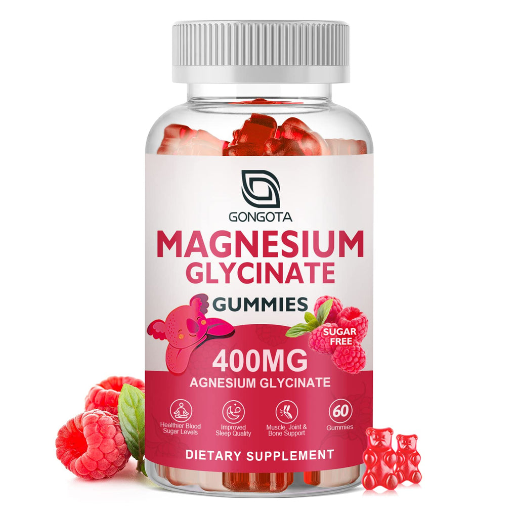 Magnesium Glycinate Gummies 400 mg with 100 mg Composite magnesium - Chelated Magnesium Potassium Supplement with Vitamin D, B6 Supports Calm, Sleep, Memory & Muscle