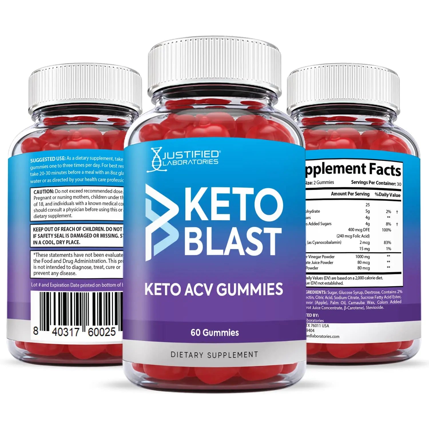 Justified Laboratories (2 Pack) Keto Blast Gummies 1000MG ACV with Pomegranate Juice Justified Laboratories Au supplements