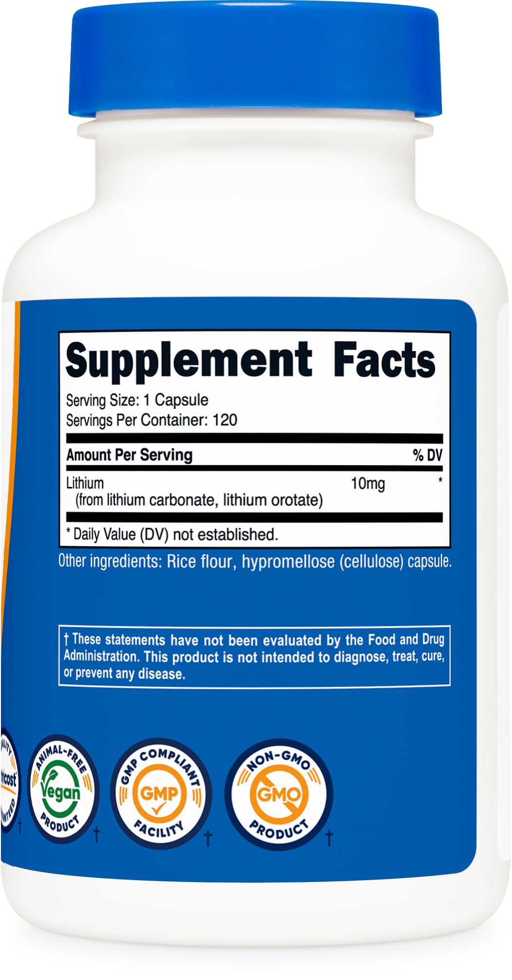 Nutricost Lithium Orotate (10mg) 120 Capsules - Vegan Lithium Supplement, GMO-Free, Gluten-Free