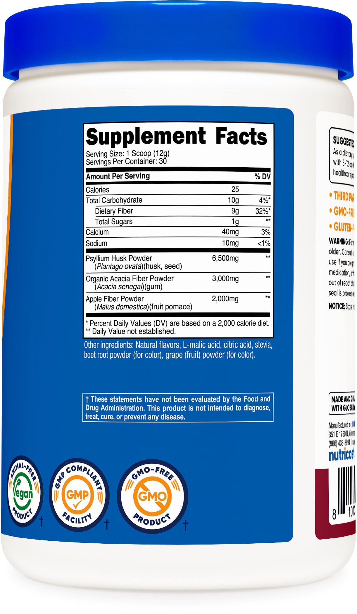 Nutricost Soluble Fiber (Berry Flavored) 30 Servings - Vegan, Non-GMO, Gluten Free