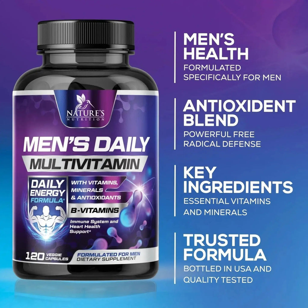 Multivitamin for Men - Advanced Supplement with Full-Spectrum Formula, Essential Vitamins A, C, D, E, & Zinc - High Potency B Vitamins Multi Nature's Nutrition Au supplements