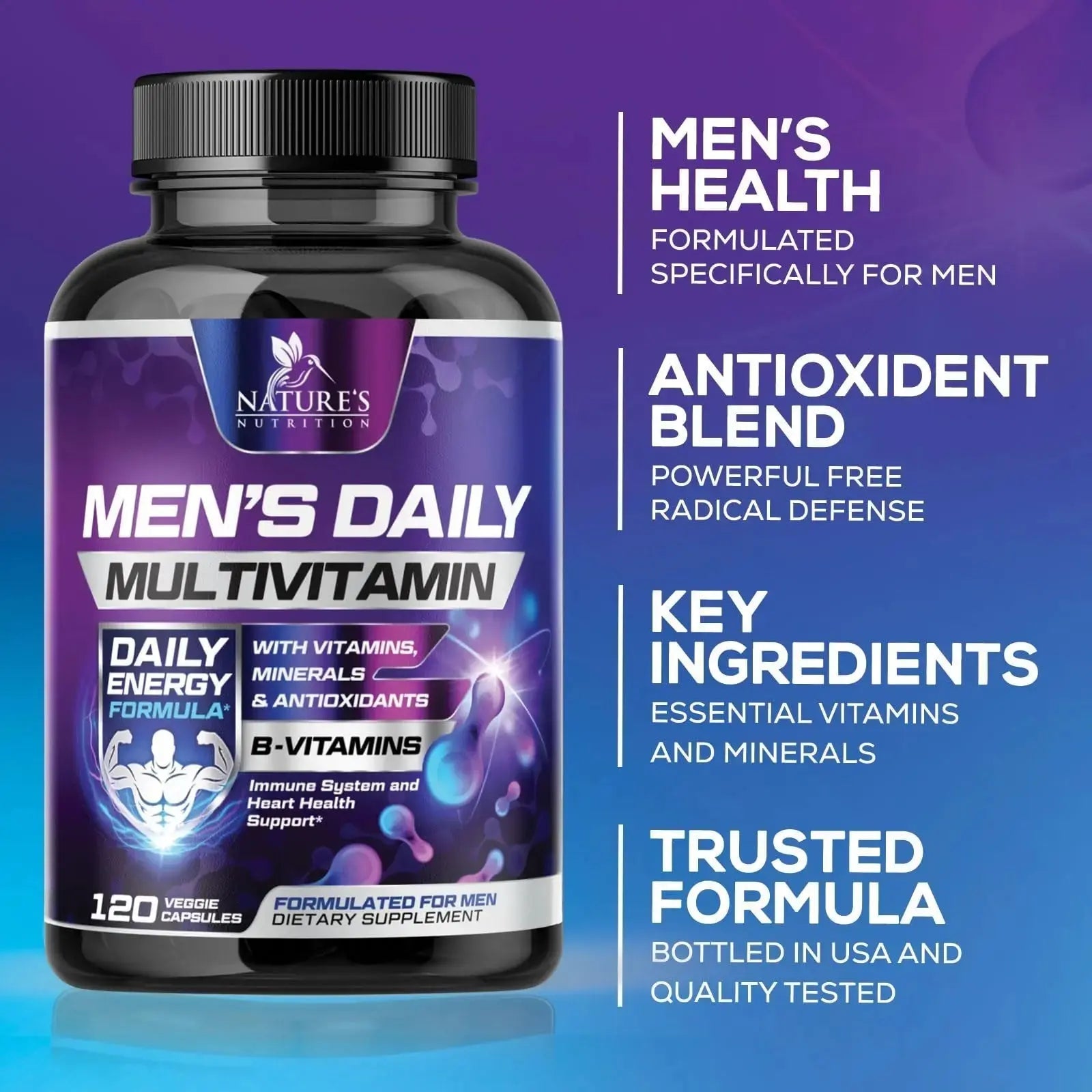 Multivitamin for Men - Advanced Supplement with Full-Spectrum Formula, Essential Vitamins A, C, D, E, & Zinc - High Potency B Vitamins Multi Nature's Nutrition Au supplements