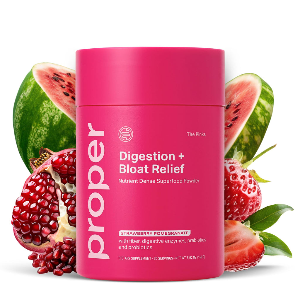 Proper, The Pinks Digestion and Bloat Relief. Drink Mix with Gut Health Probiotics, Prebiotics, Beet Root & Enzymes for Digestive Support. Bloating and Microbiome