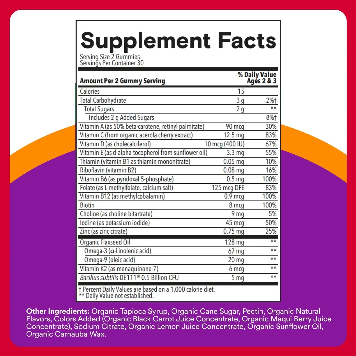 SmartyPants Organic Toddler Multivitamin Gummies: Probiotics, Omega 3 (ALA), Vitamin D3, C, Vitamin B12, B6, A, K & Zinc, Beta Carotene, Gluten Free SmartyPants Au supplements
