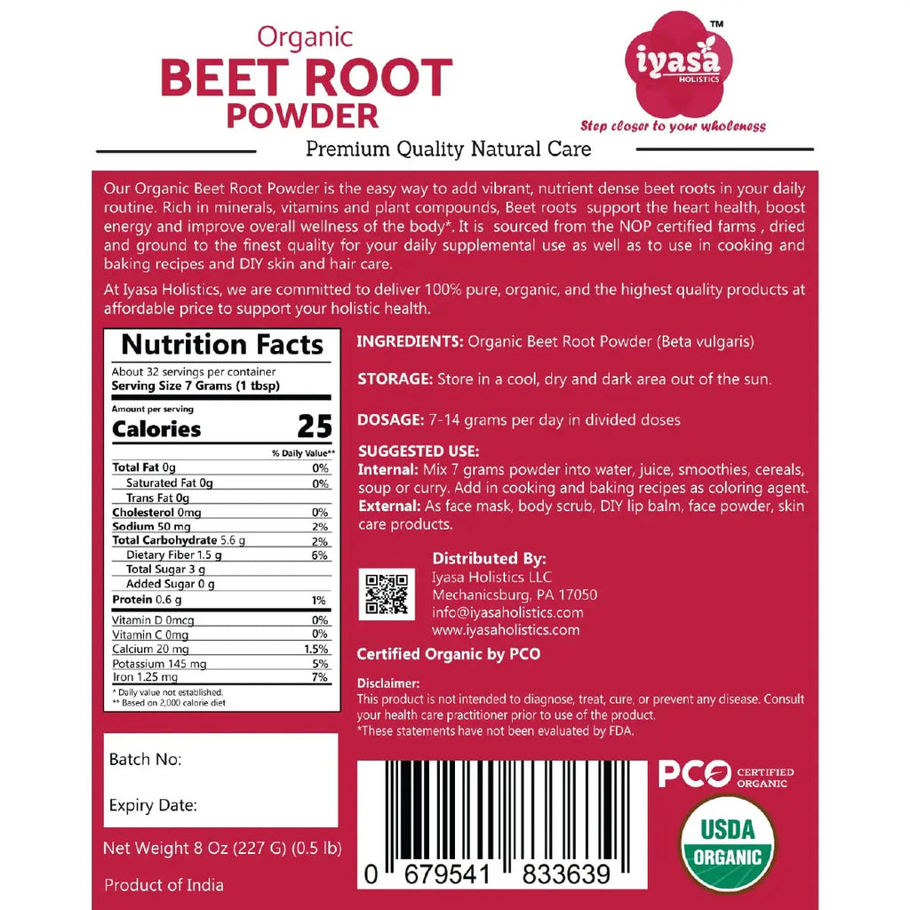 Iyasa Organic Beet Root Powder, Plant Based, Vegan, Gluten-Free, Beetroot Superfood Iyasa Holistics Au supplements
