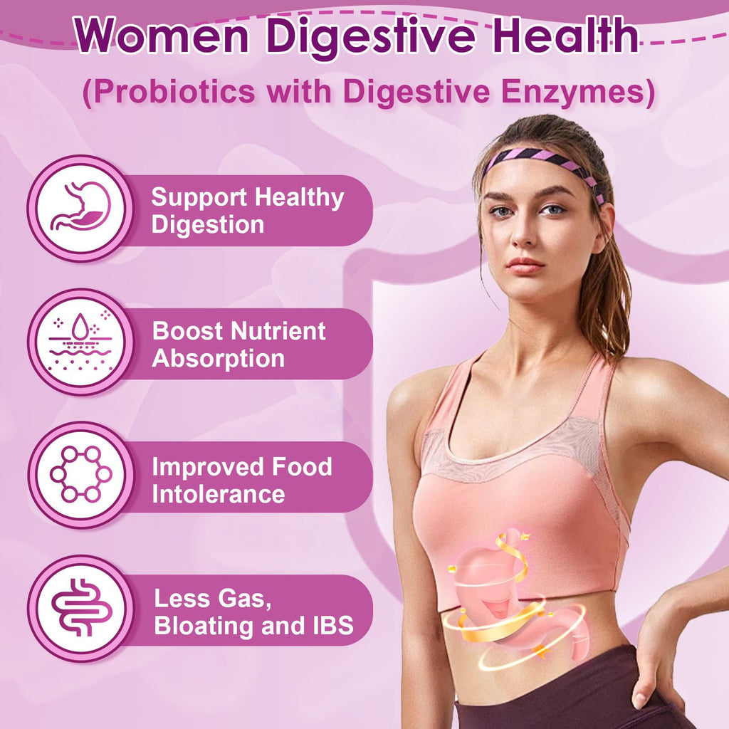NATURE TARGET Probiotics for Women, 100 Billion CFUs Probiotic with Digestive Enzymes & Prebiotics, Vaginal Probiotics with Cranberry for Urinary Tract Health,