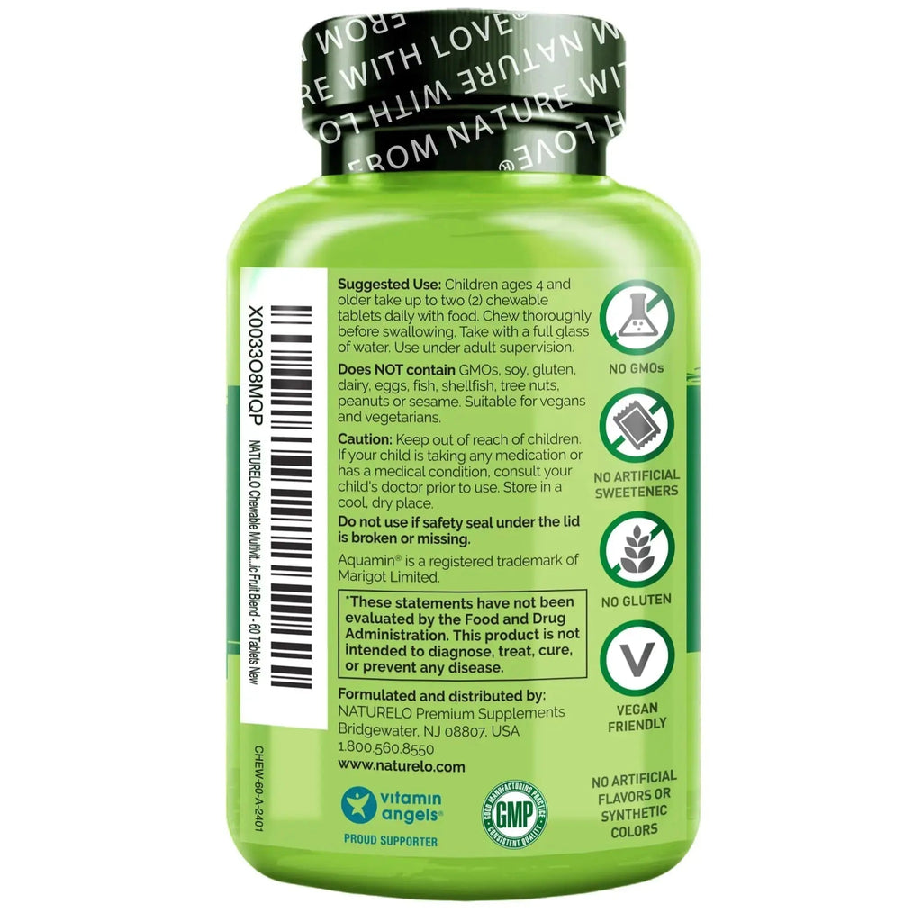 NATURELO Chewable Vitamin for Kids Multivitamin with Whole Food Organic Fruit Blend - 60 Tablets for Children NATURELO Au supplements