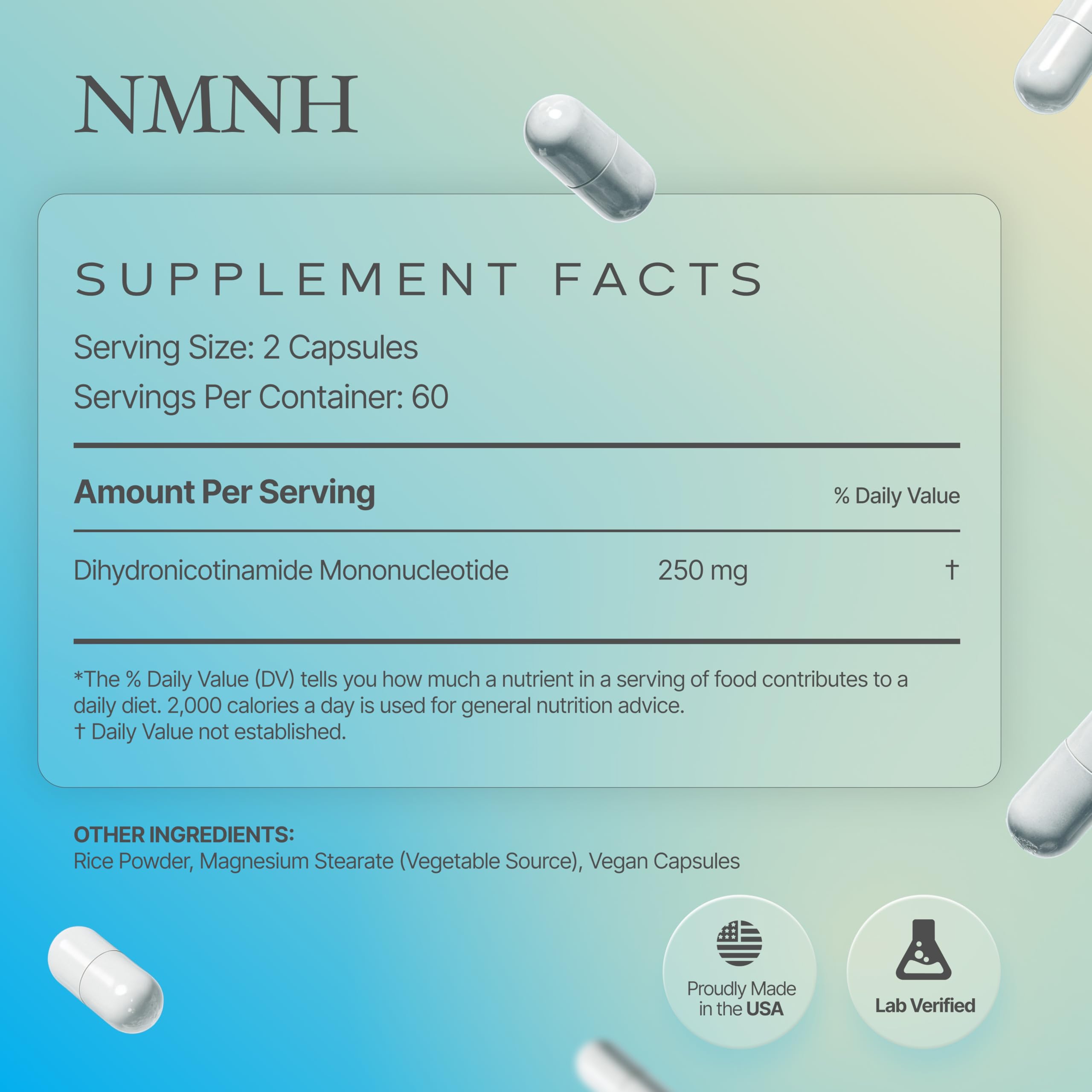 Prime Powders NMNH: Dihydronicotinamide Mononucleotide (120 Capsules) NAD+ Support NR NAD Supplement Prime Powders Au supplements