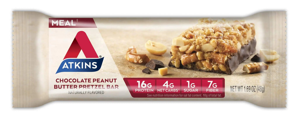 Atkins Chocolate Peanut Butter Pretzel Protein Meal Bar, High Fiber, 16g Protein, 1g Sugar Atkins Au supplements