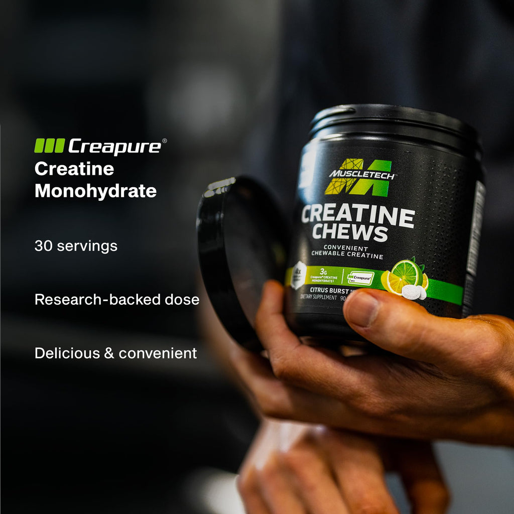 MuscleTech | Creatine Chews | Creapure Monohydrate Supplement for Muscle Recovery, Muscle Builder & Energy Boost | Pre Workout Supplement for Men & Women