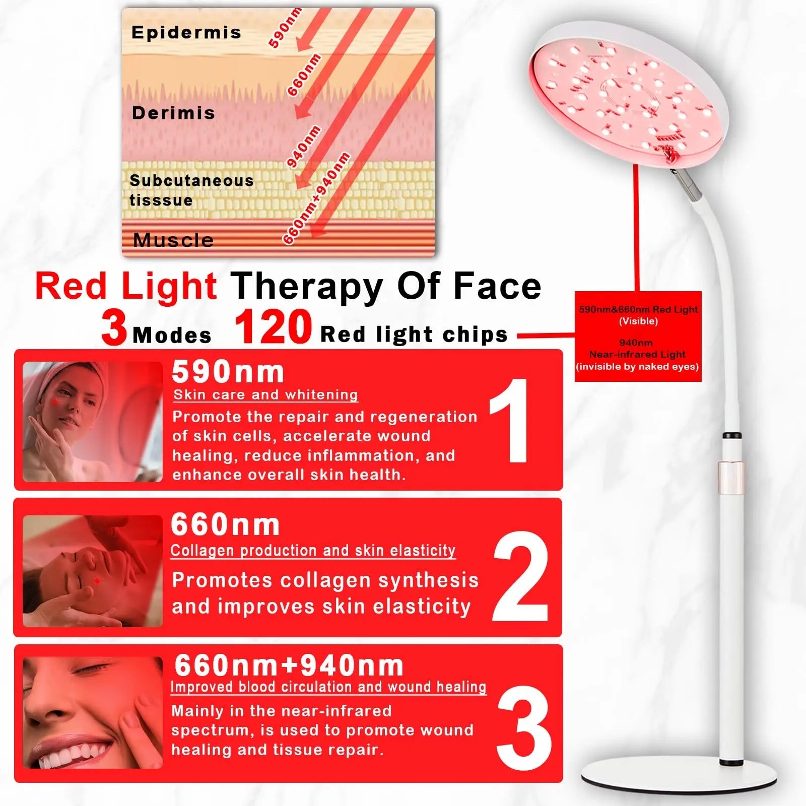 Akarishin Red Light Therapy Lamp for Face- Facial and Body Treatment with Adjustable Height Stand Akarishin Au supplements