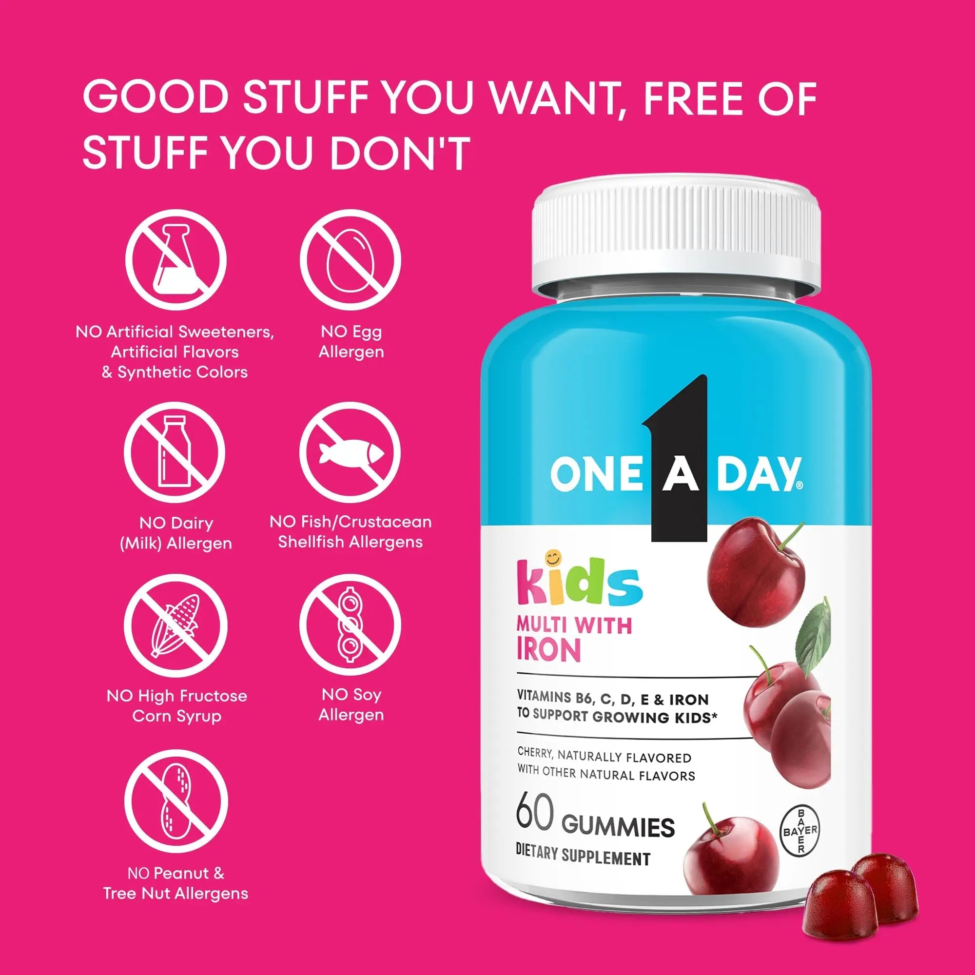 One A Day Kids Multivitamin with Iron Gummy, Vitamin D, Vitamin C, E, Zinc for Immune Support, Gummy Vitamins, Kids Multivitamin Gummies with Iron ONE A DAY Au supplements
