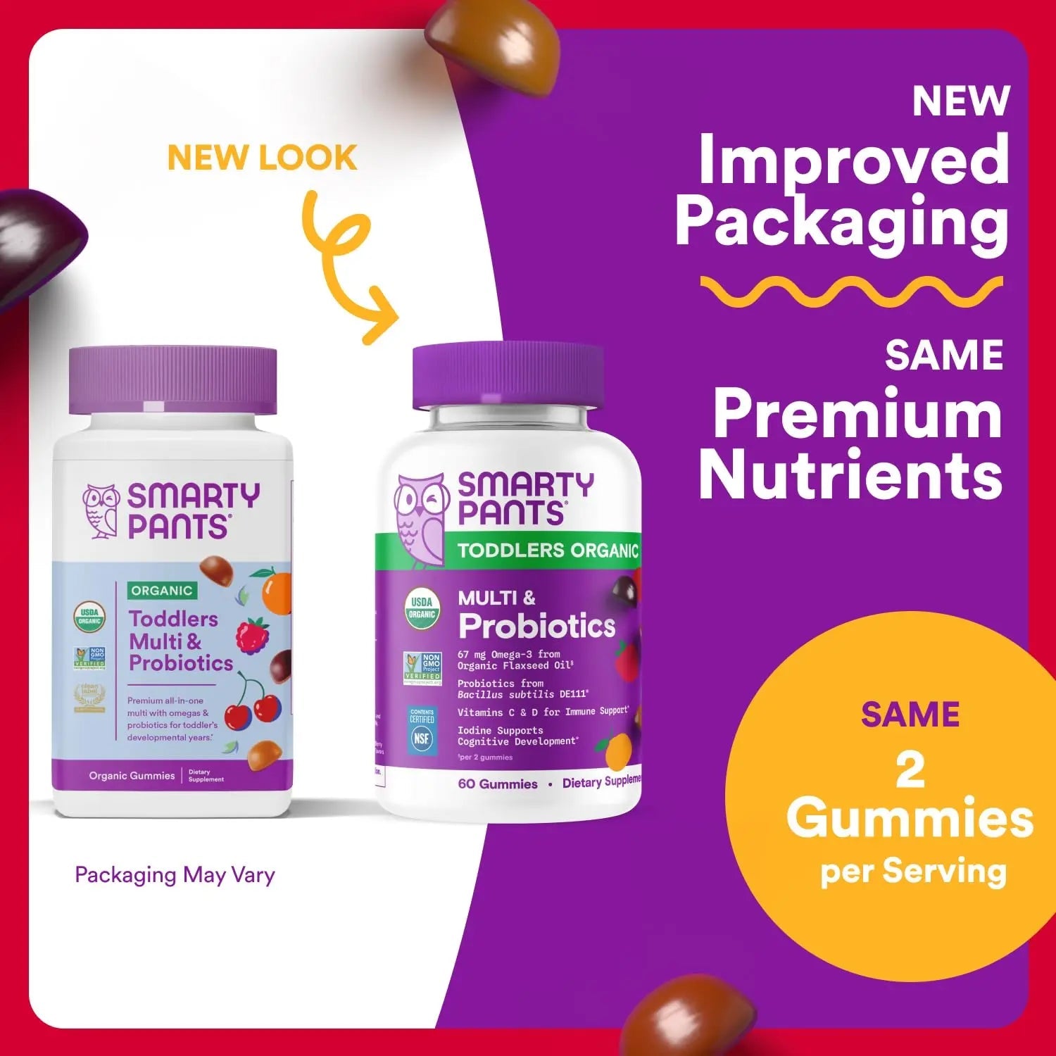 SmartyPants Organic Toddler Multivitamin Gummies: Probiotics, Omega 3 (ALA), Vitamin D3, C, Vitamin B12, B6, A, K & Zinc, Beta Carotene, Gluten Free SmartyPants Au supplements