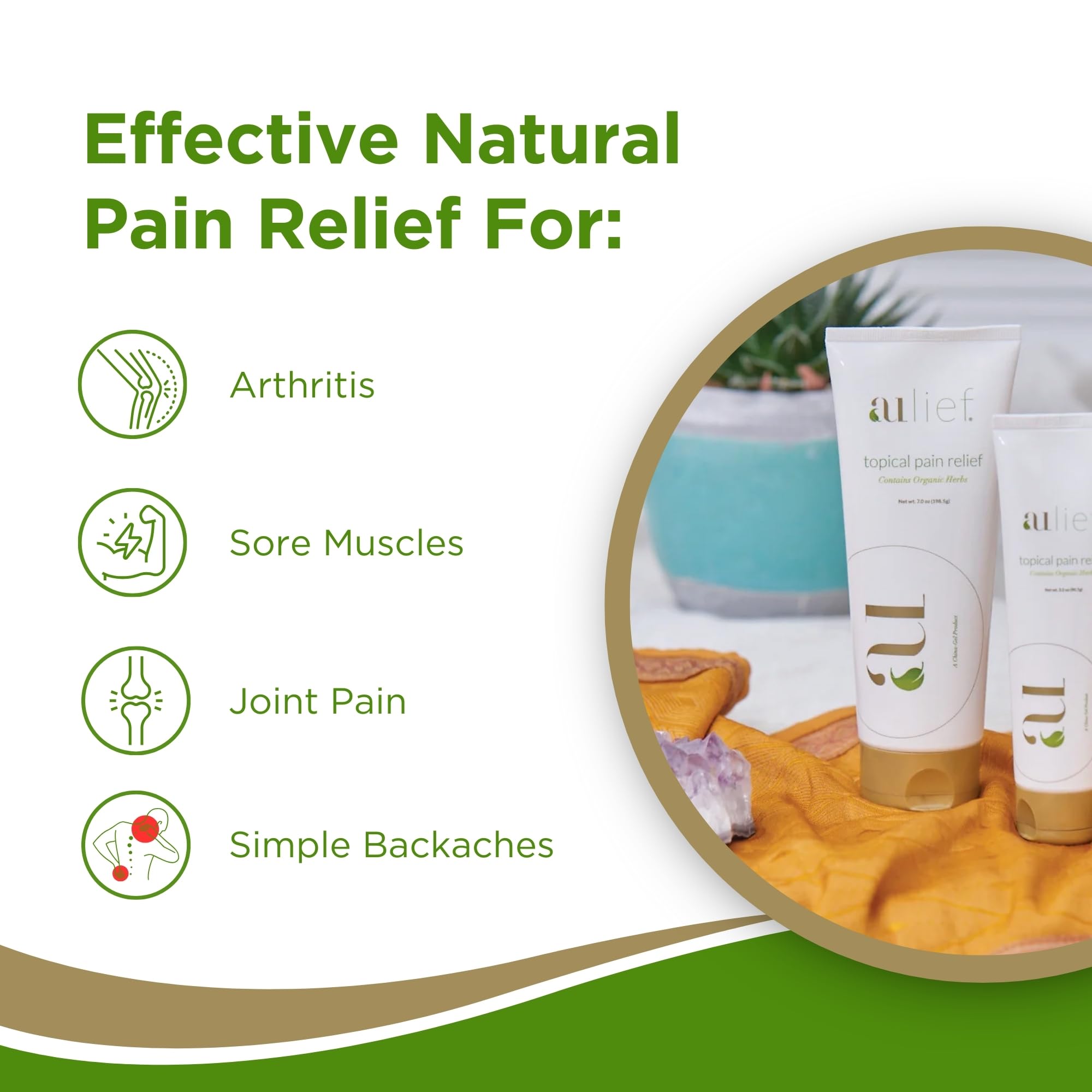 Aulief Gold Natural Pain Relief Cream – Organic Herbal Lotion for Arthritis, Joint Pain & Sore Muscles, Neck, Knee & Back Aches, Premium Organic Natural Pain Reliever, 3.2 Oz Tube Aulief Au supplements