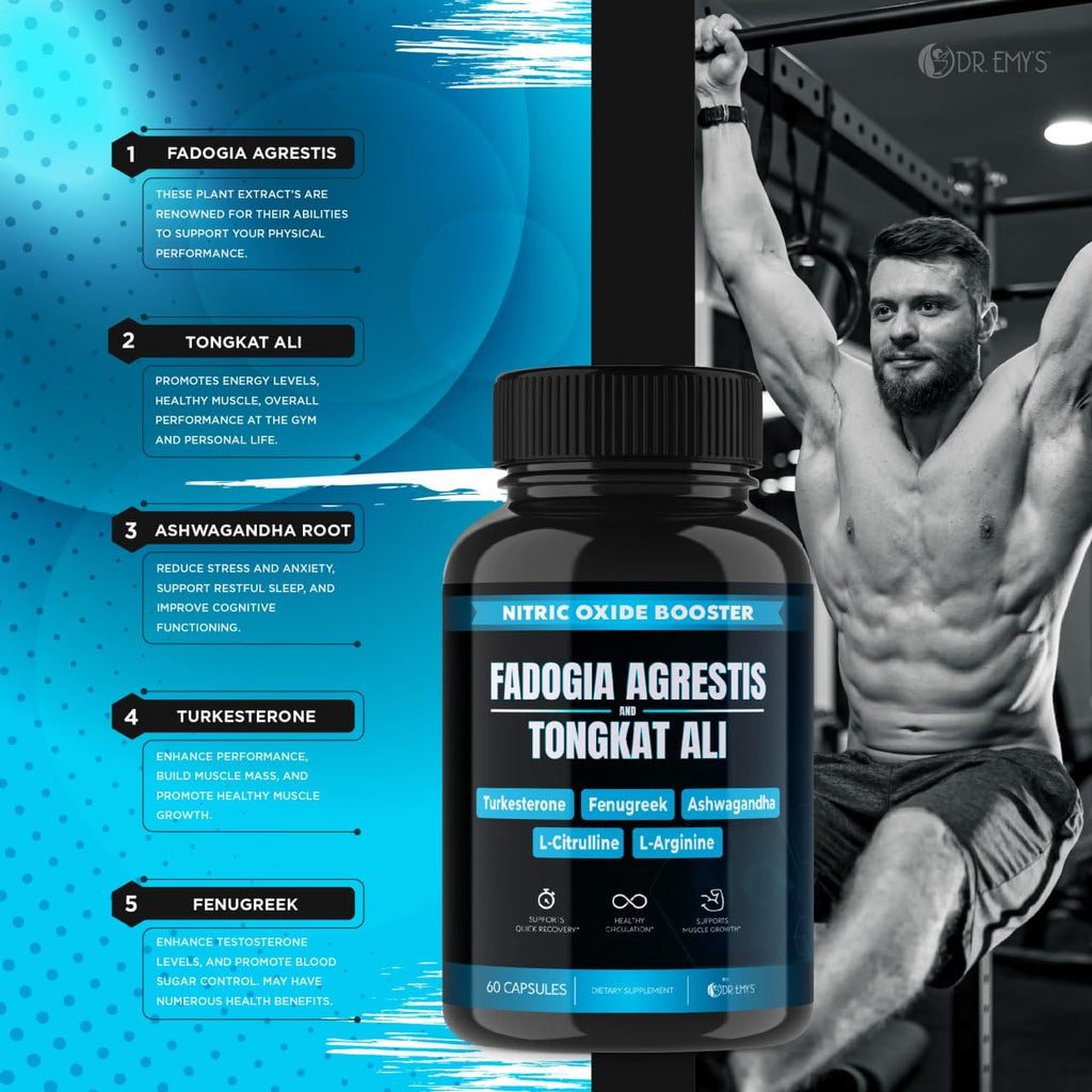 (2 Pack) Tongkat Ali Fadogia Agrestis Nitric Oxide Ashwagandha Supplement for Men Dr. Emy's Au supplements