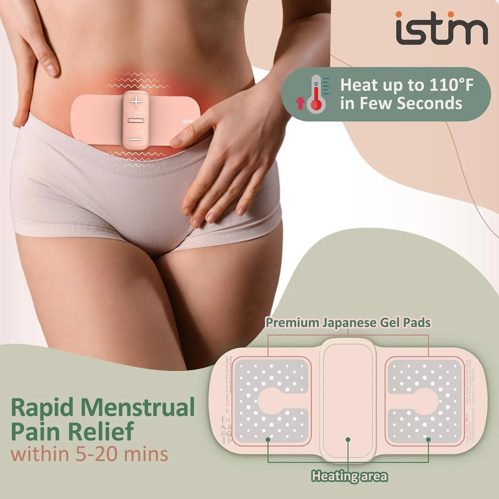 iStim S1 Wireless TENS Unit for Menstrual Relief – Period Pain Relief Device for Period Cramps and Back Pain, TENS Machine with Heat, Rechargeable Drug-Free TENS Massager with Japanese Gel Pads iSTIM Au supplements