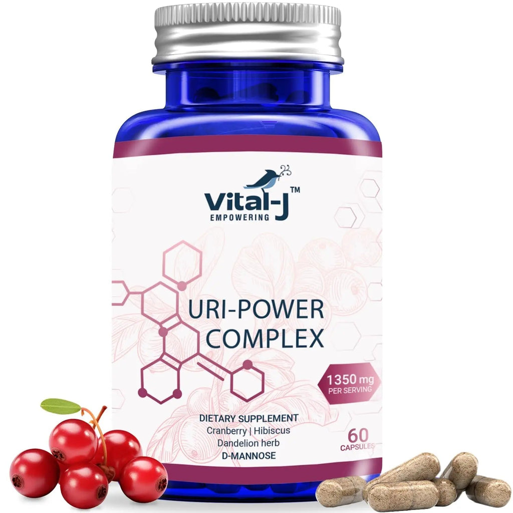 4-IN-1 URI POWER COMPLEX 1350mg - D Mannose, Cranberry, Hibiscus, and Dandelion Herb - Naturally Cleanse the Bladder and Urinary Tract 60 capsules – Specialized Approach for UTI Avoidance Vital-J Empowering Au supplements