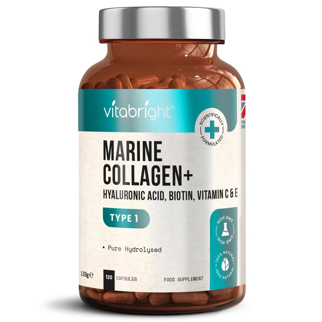 Marine Collagen Capsules 1000mg - 120 Capsules - 9 Powerful Skin Supporting Nutrients VitaBright Au supplements