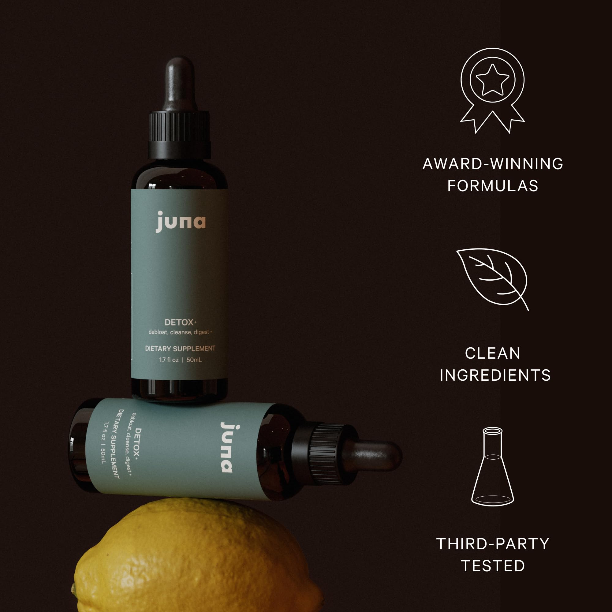 Juna Detox Chlorophyll Drops — Daily Wellness & Detox Support | Lemon Mint Spa Water Taste | Supports Cellular Health, Cleanse