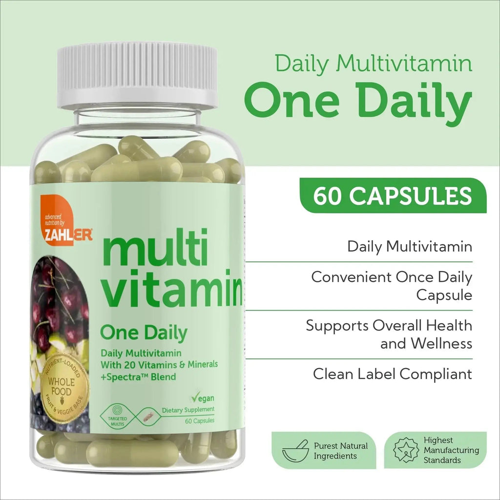 Zahler - One Daily Vegan Multivitamins for Women & Men (60 Count) Kosher Essential Vitamins & Minerals with Whole Food Spectra Blend Zahler Au supplements