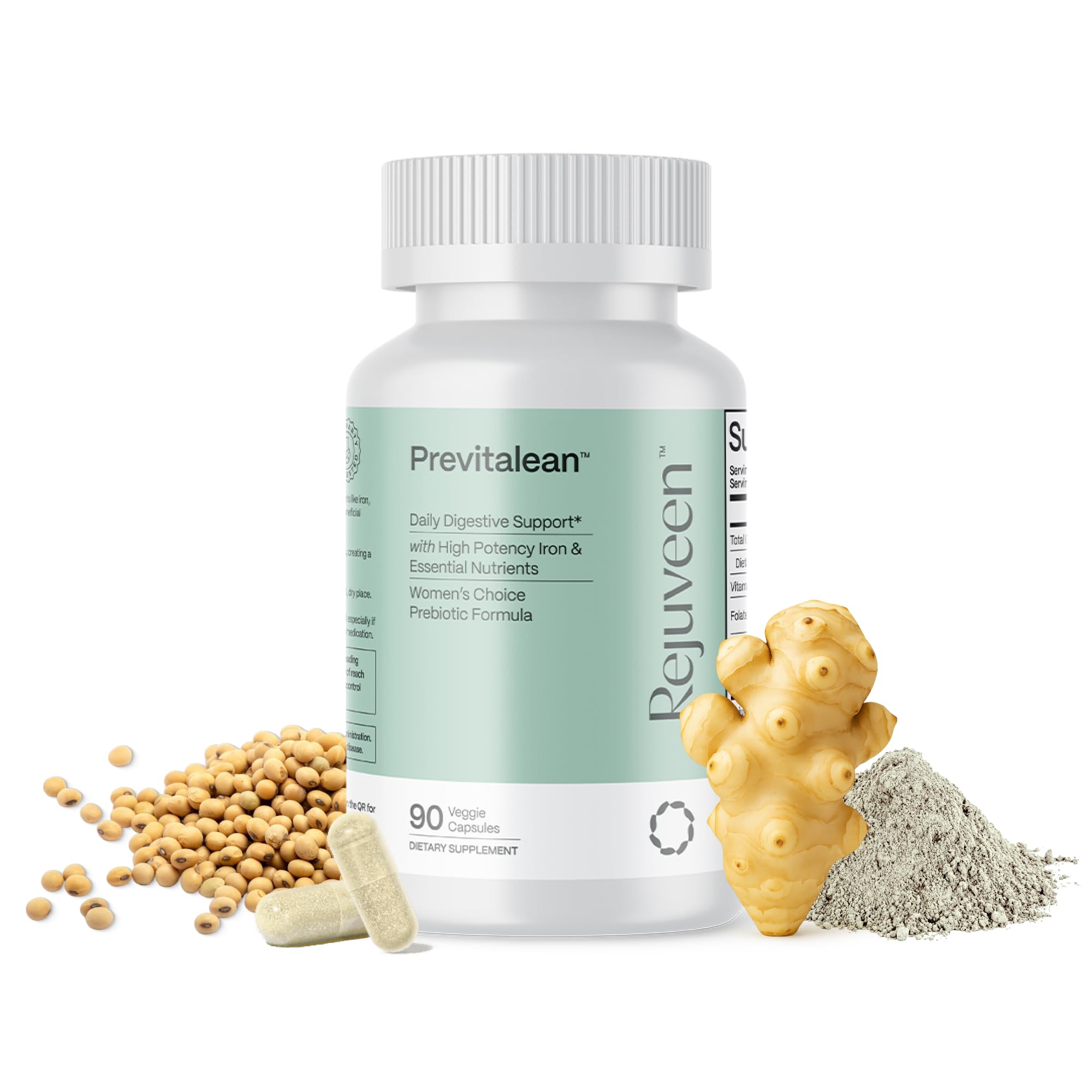 Rejuveen Previtalean | Prebiotic Fiber Supplement for Women | Supports Gut Health & Red Blood Cell Production | Contains Highly Bioavailable Iron