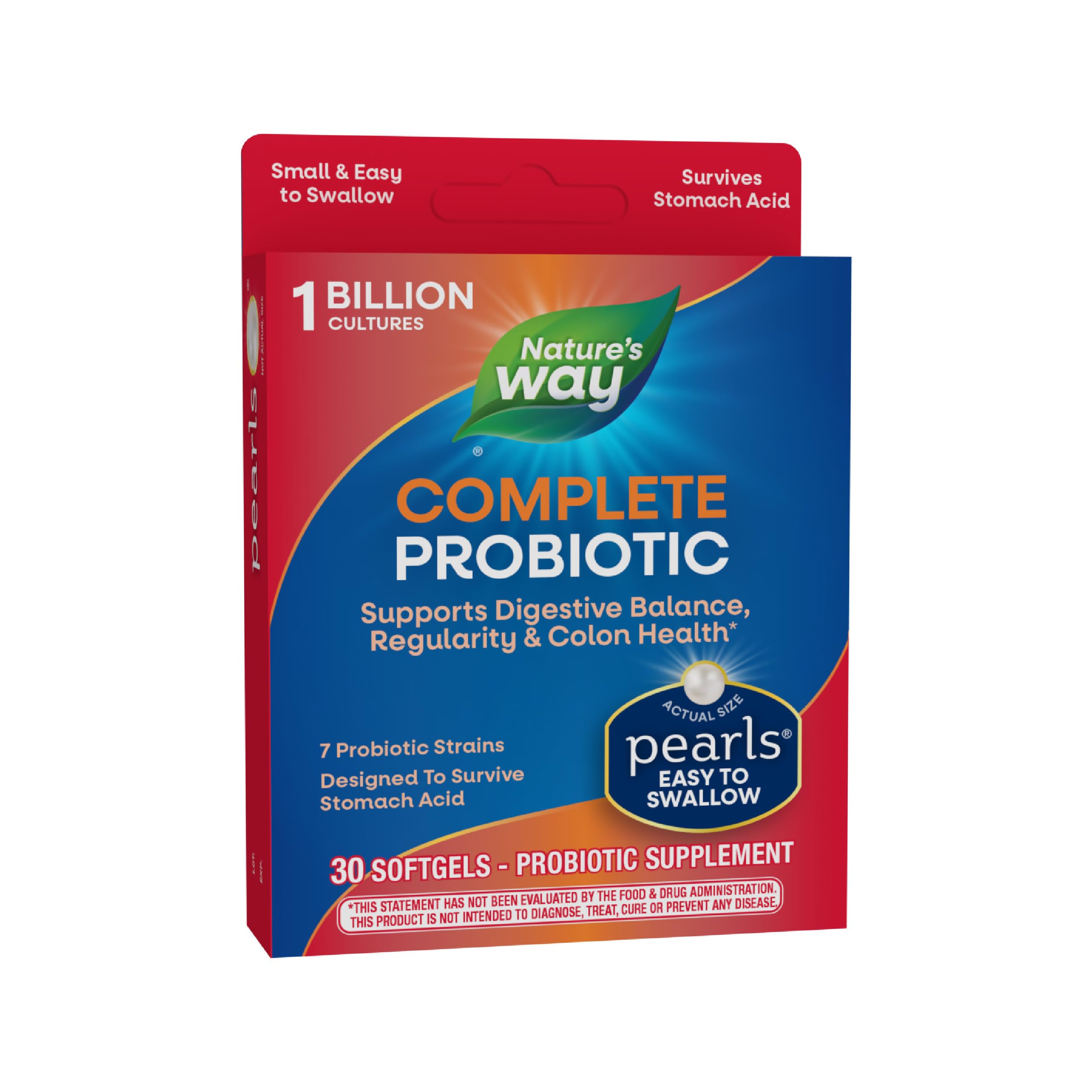 Nature's Way Complete Probiotic Pearls, Supports Digestive Balance*, 1 Billion Live Cultures, Supplement for Men and Women, No Refrigeration Required, 30 softgels Nature's Way Au supplements