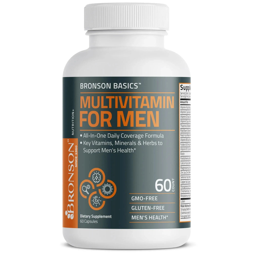 Bronson Multivitamin for Men All-in-One Daily Coverage Formula Key Vitamins, Minerals & Herbs to Support Men's Health, 60 Capsules Bronson Au supplements