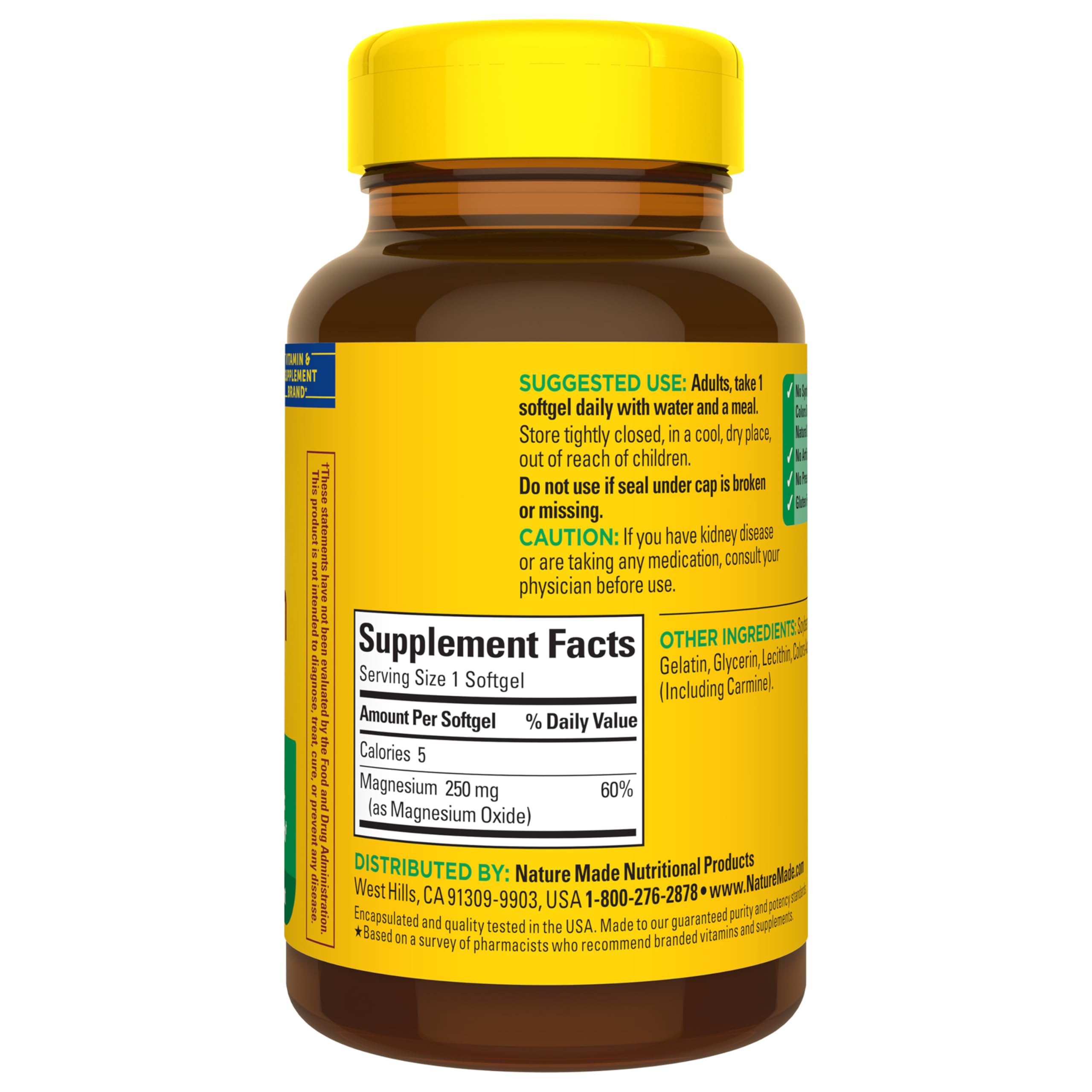 Nature Made Magnesium 250 mg, Magnesium Supplements for Men and Women, Support for Muscle, Heart, Bone and Nerve Health, 90 Softgels, 90 Day Supply Nature Made Au supplements