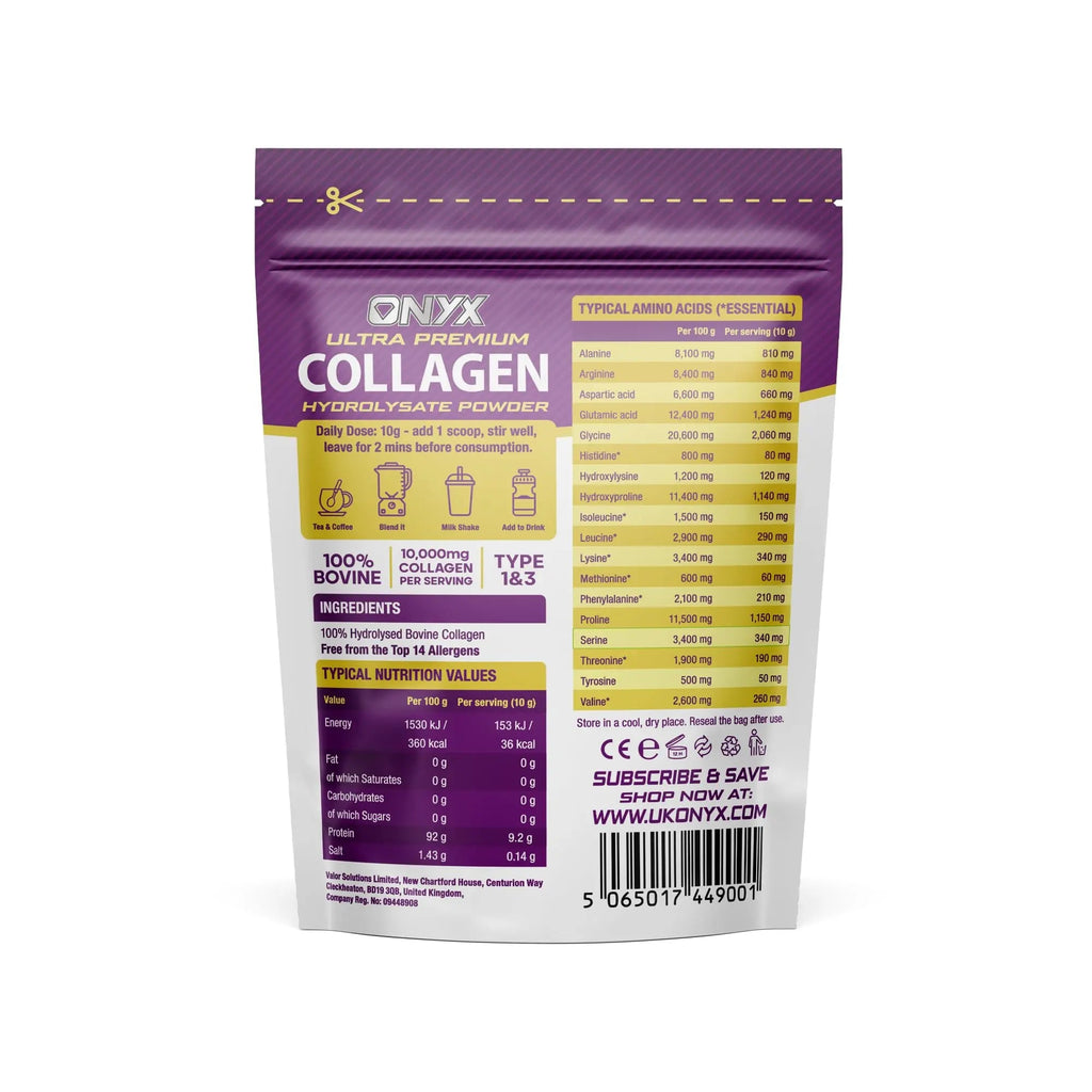 Collagen Powder 600g - 60 Servings - Collagen Peptides Supplement with High ONYX INGREDIENTS 101 Au supplements
