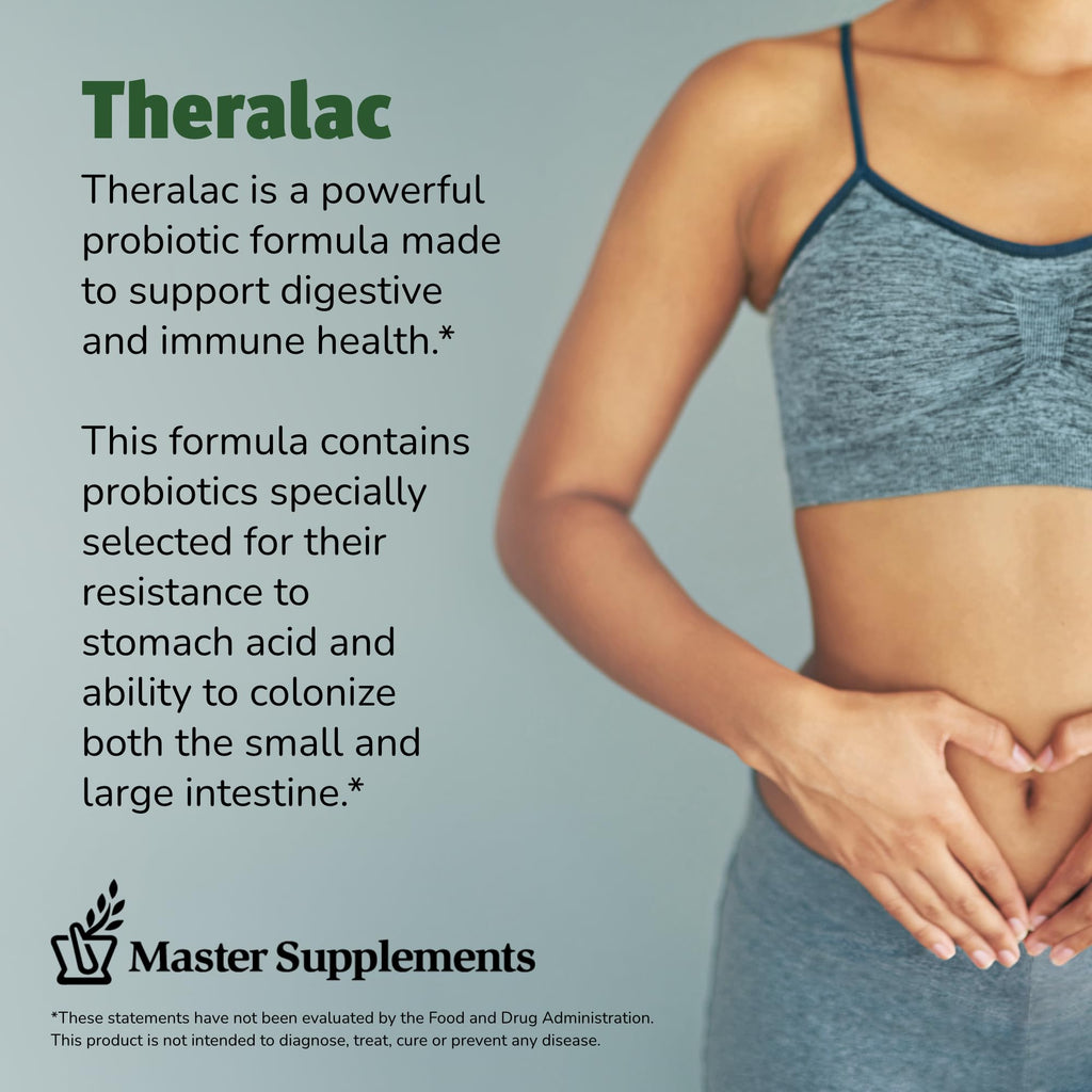 Master Supplements Theralac - 30 Capsules, Pack of 3 - Multi-Strain Probiotic for Optimal Gut Health + Gas & Bloating Relief - Gluten Free - 90 Servings THERALAC Au supplements