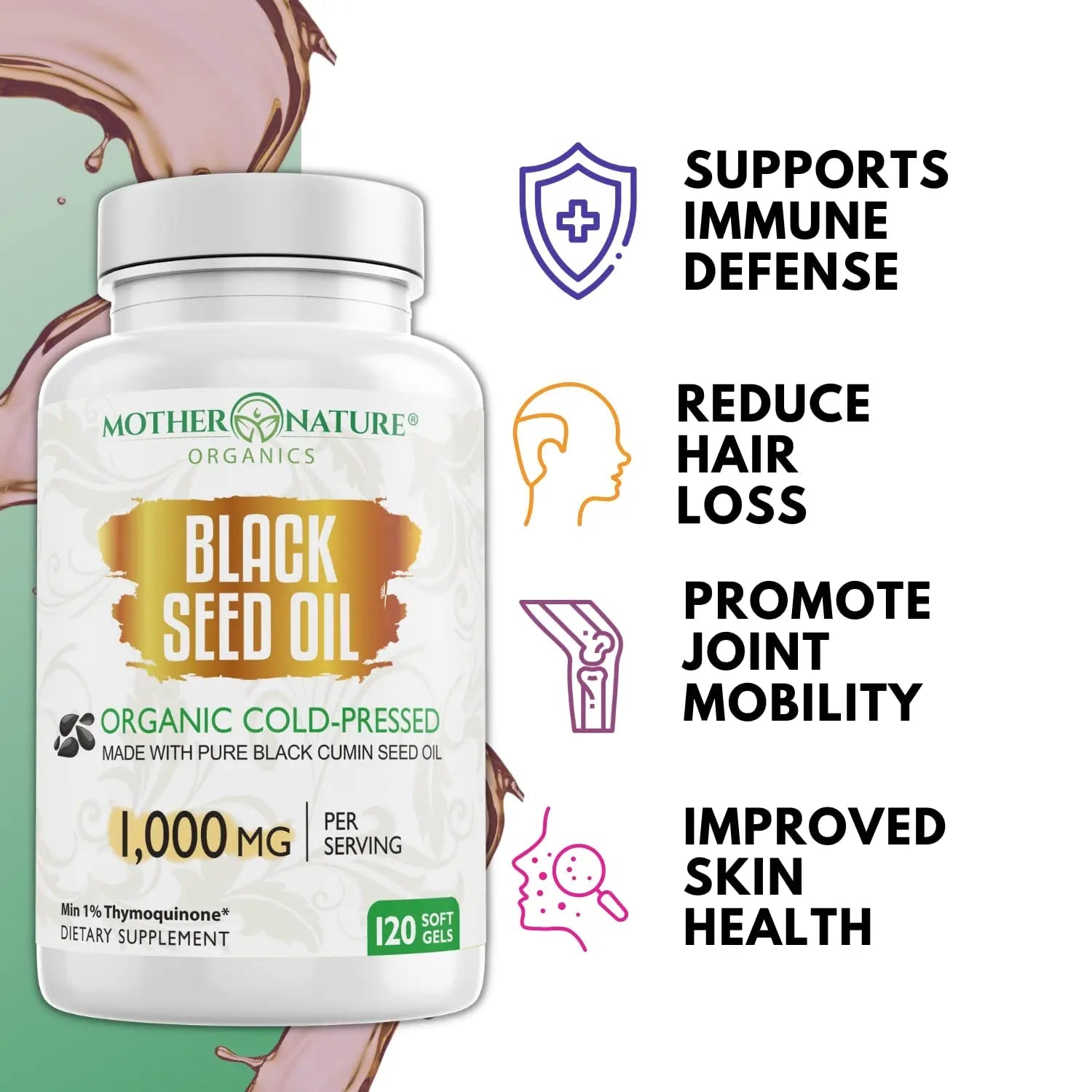 Black Seed Oil Capsules - 120 Count (Organic, Non-GMO Liquid) Premium Cold Pressed Mother Nature Organics Superfoods For Organic Living Au supplements