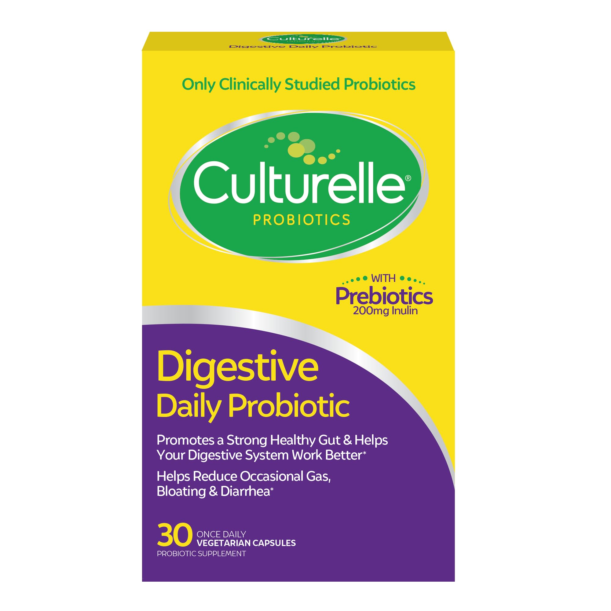 Culturelle Daily Probiotic Capsules For Men & Women, Most Clinically Studied Probiotic Strain, Digestive & Gut Health, Supports Occasional Diarrhea, Gas & Bloating, 1 Month Supply, 30 CT Culturelle Au supplements