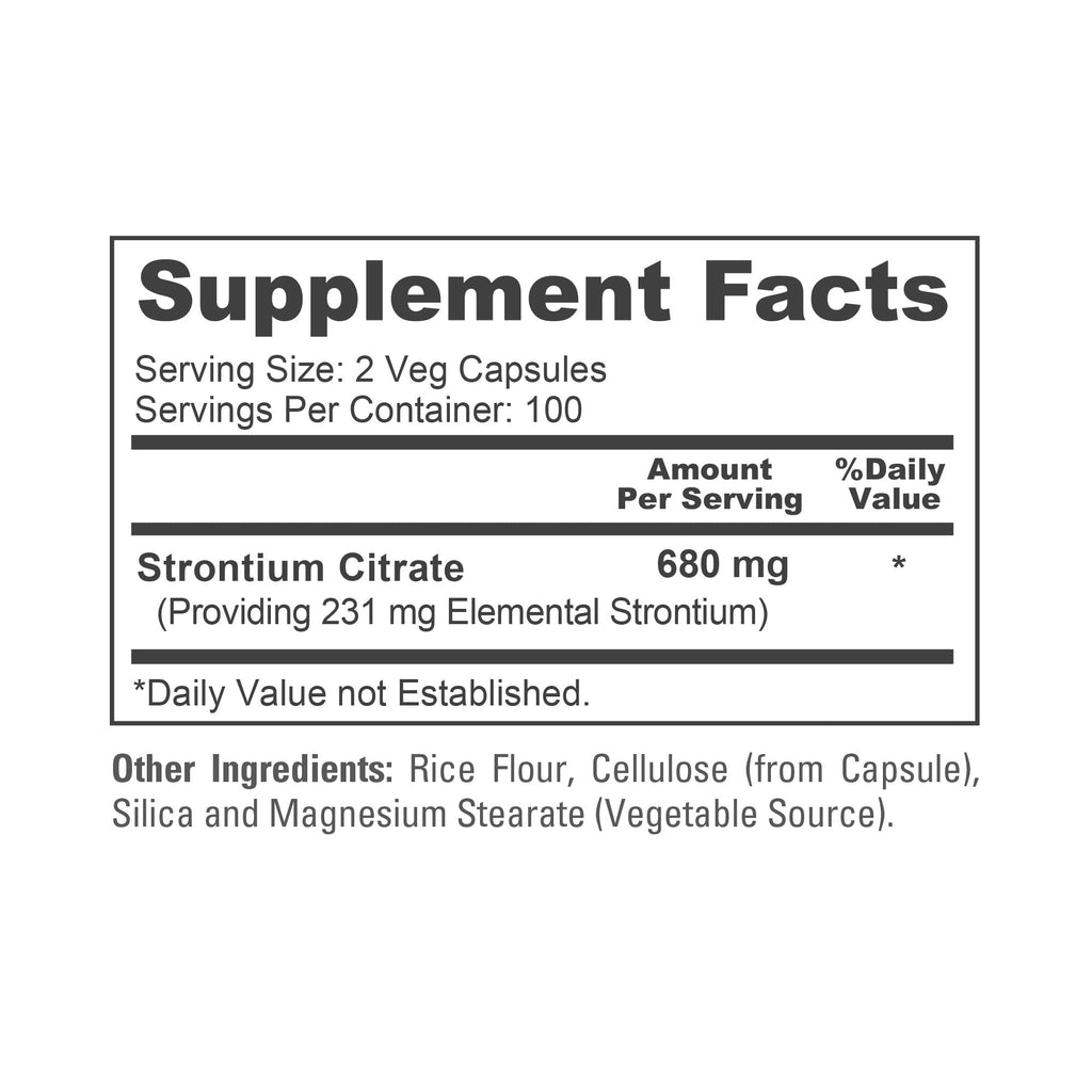 NusaPure Strontium Citrate - Suitable for Vegetarian/Vegan, Non - GMO - 680 mg 200 Capsules NusaPure Au supplements