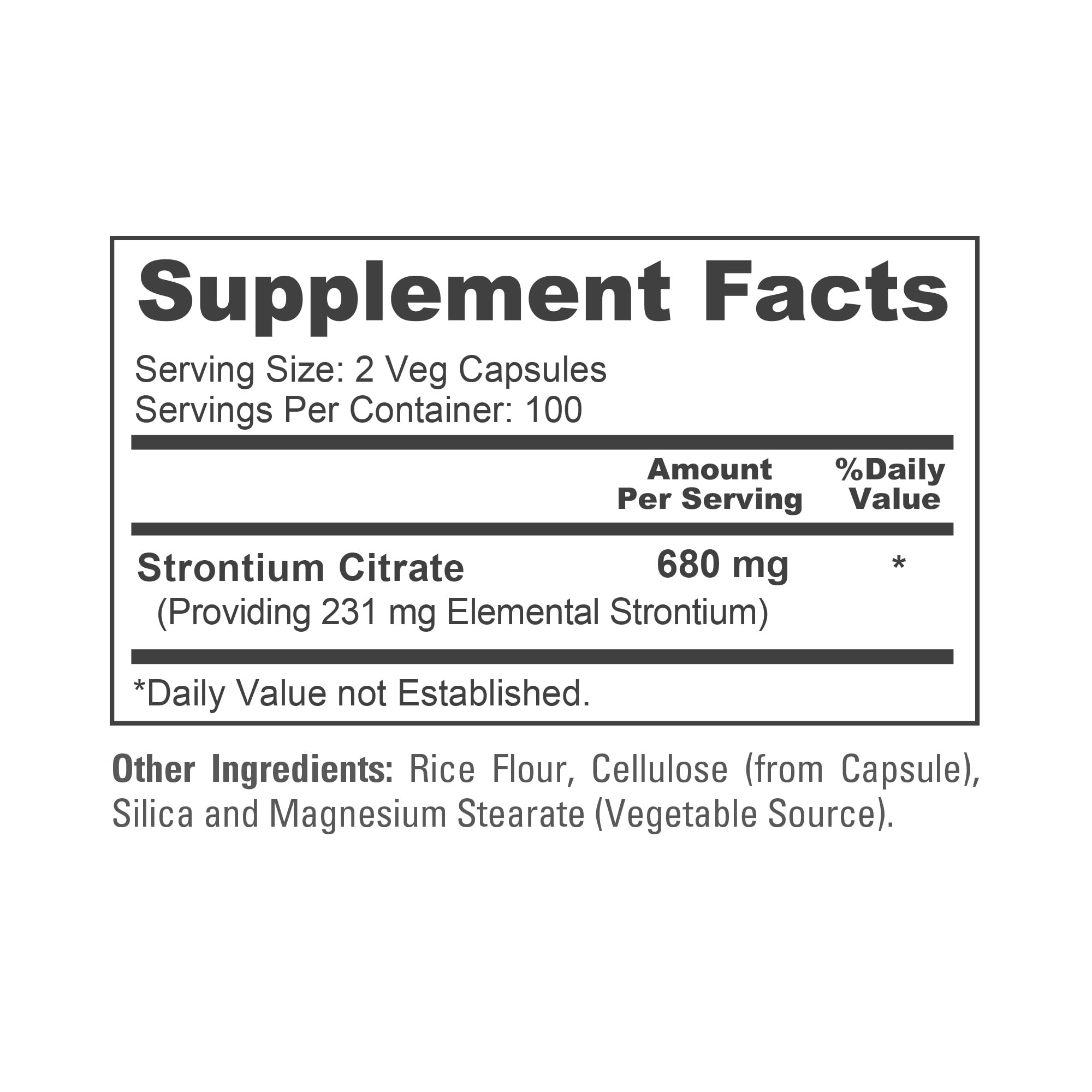 NusaPure Strontium Citrate - Suitable for Vegetarian/Vegan, Non - GMO - 680 mg 200 Capsules NusaPure Au supplements