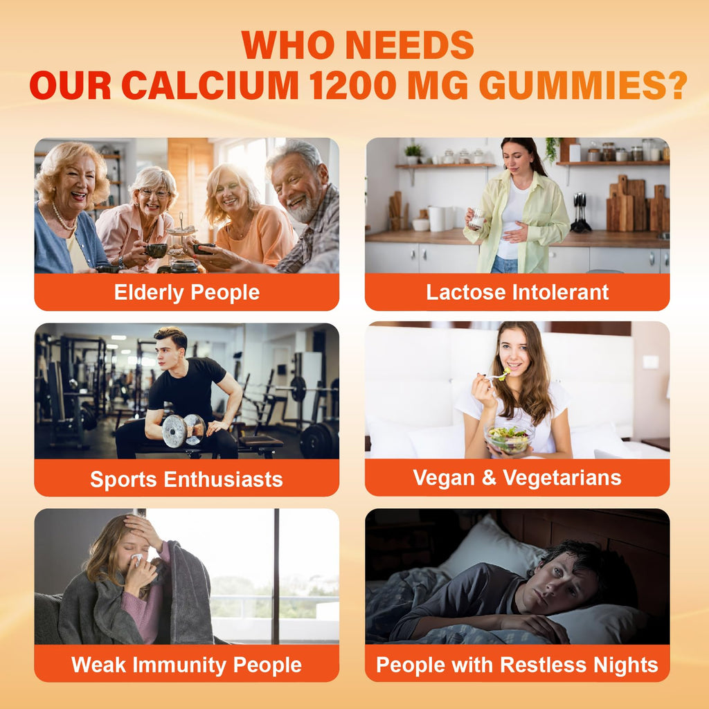 Calcium 1200 mg with Vitamin D3 Gummies for Adults - Calcium Citrate with Vitamin D3 K2, Magnesium, Zinc, Boron, Copper and Ashwagandha