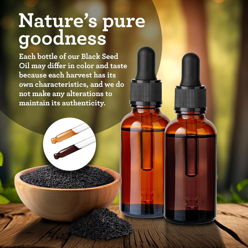 GuruNanda Black Seed Oil, Cold-Pressed Nigella Sativa - Rich in Vitamin D3 5000 Units, K2 & E, High Thymoquinone | Potent Antioxidant