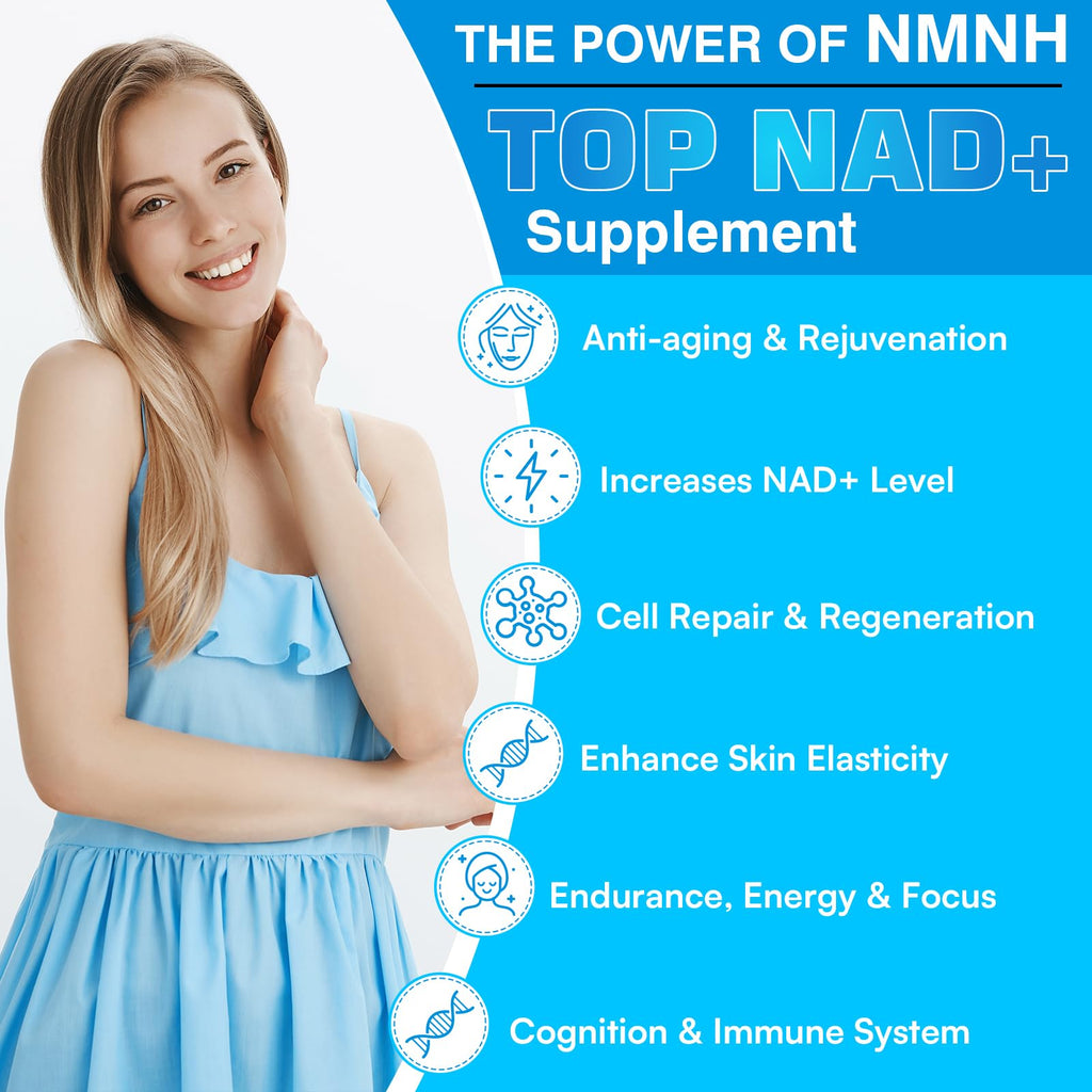 Kaumipor NMNH (Dihydronicotinamide Mononucleotide) NMN Alternative Supplement, 500 mg Per Serving NAD Supplement to Boost NAD+ Levels, for Anti Aging, Energy, Immunity, Focus, 60 Vegan Capsules Kaumipor Au supplements