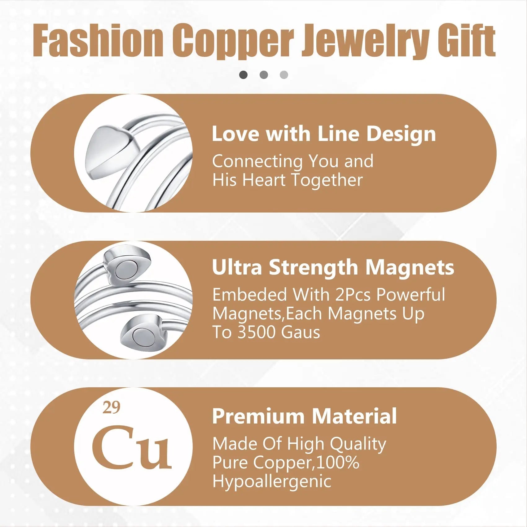 Jecanori Copper Rings for Women,Magnetic Ring Adjustable Love Heart Copper Rings Jecanori Au supplements