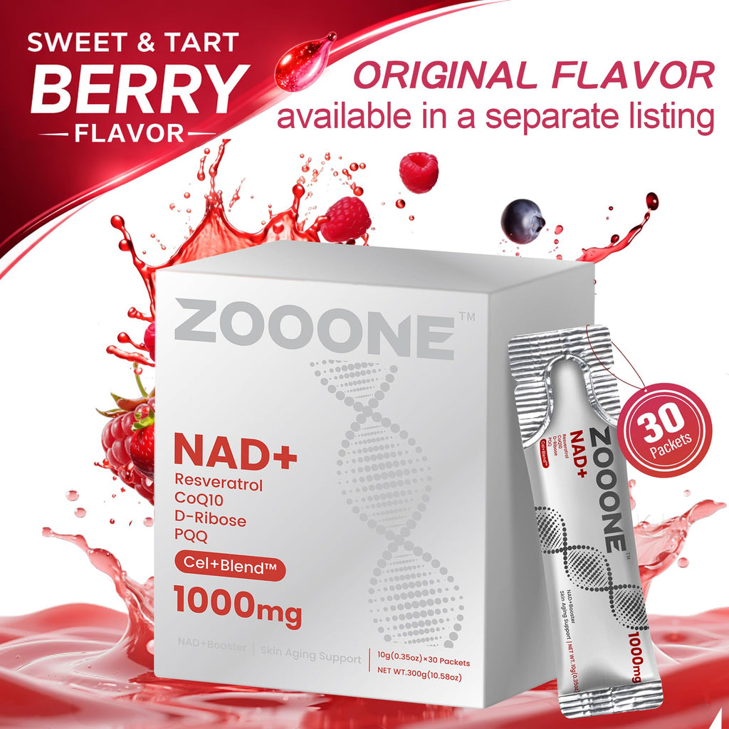zooone NAD+ Supplement with Resveratrol, Liquid Designed to Help Support Absorption, 1000mg NMNH Supplement Alternative for Anti-Aging, Boost Energy, Support Cellular, 30 Pockets zooone Au supplements