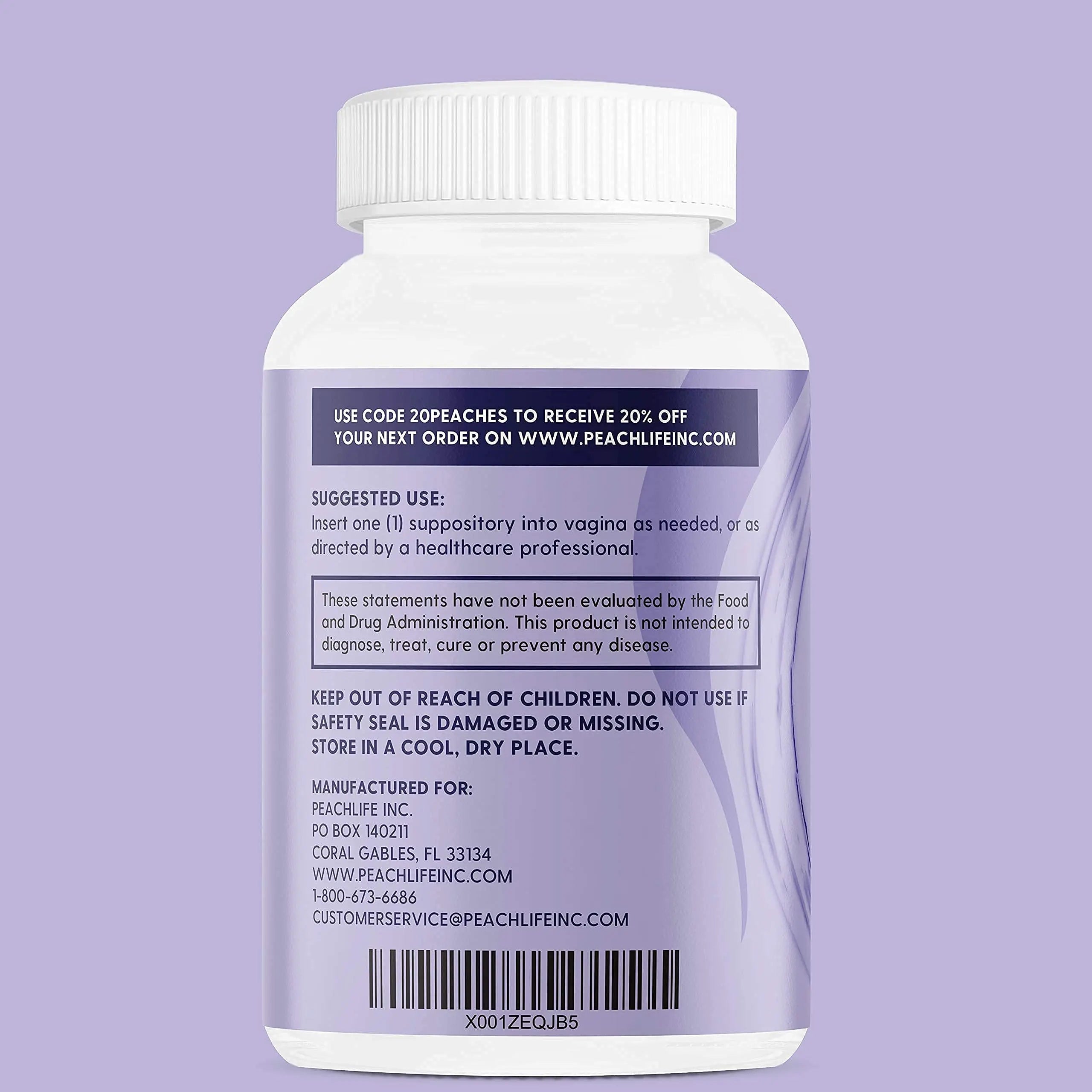 Peachlife Boric Acid Suppositories in Vegetable Capsules - USA Made - Vaginal pH Peachlife Au supplements