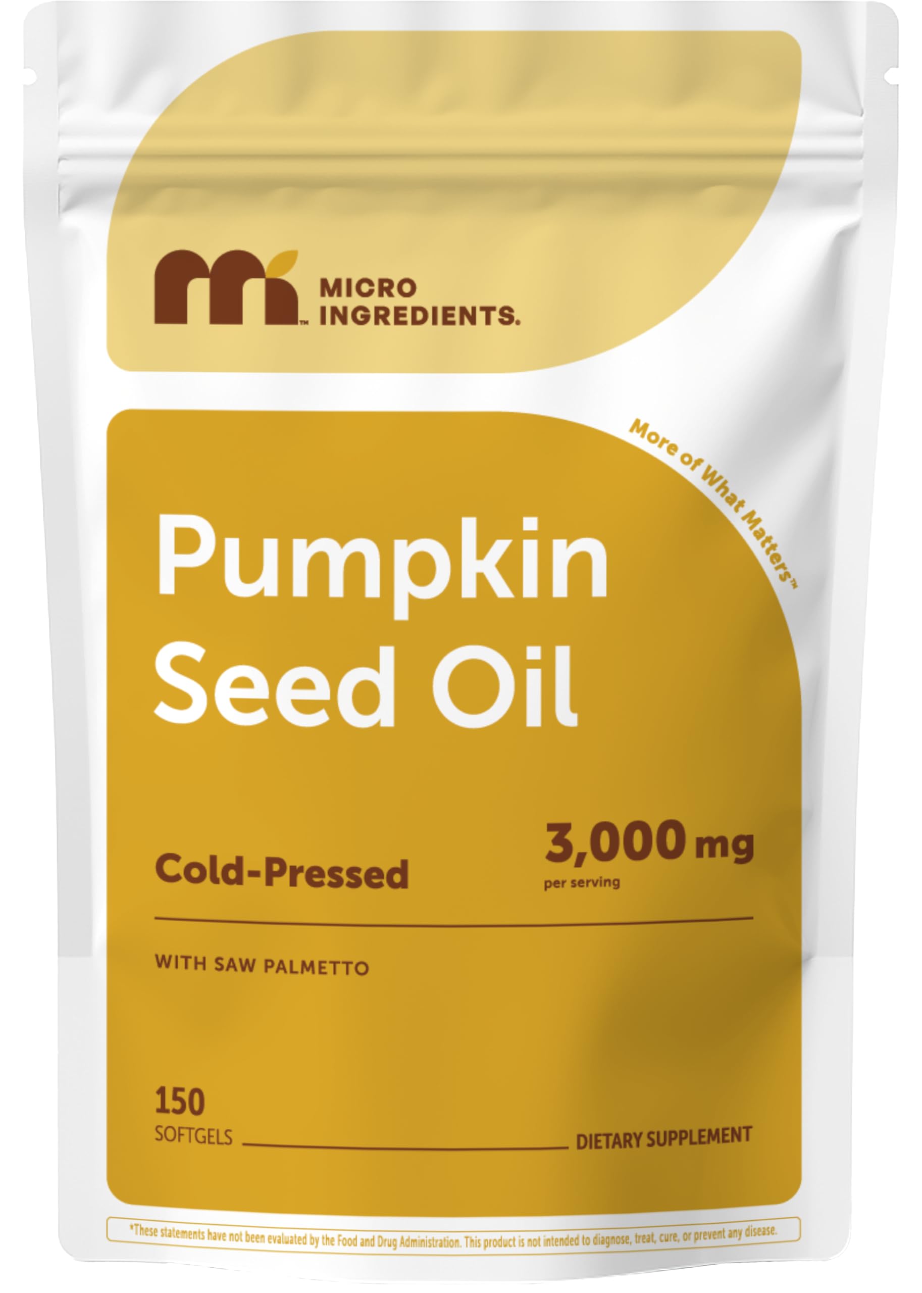 Micro Ingredients Pumpkin Seed Oil with Saw Palmetto, 150 Softgels | Cold Pressed, Pure Virgin Oil, Essential Fatty Acids, & Phytosterols