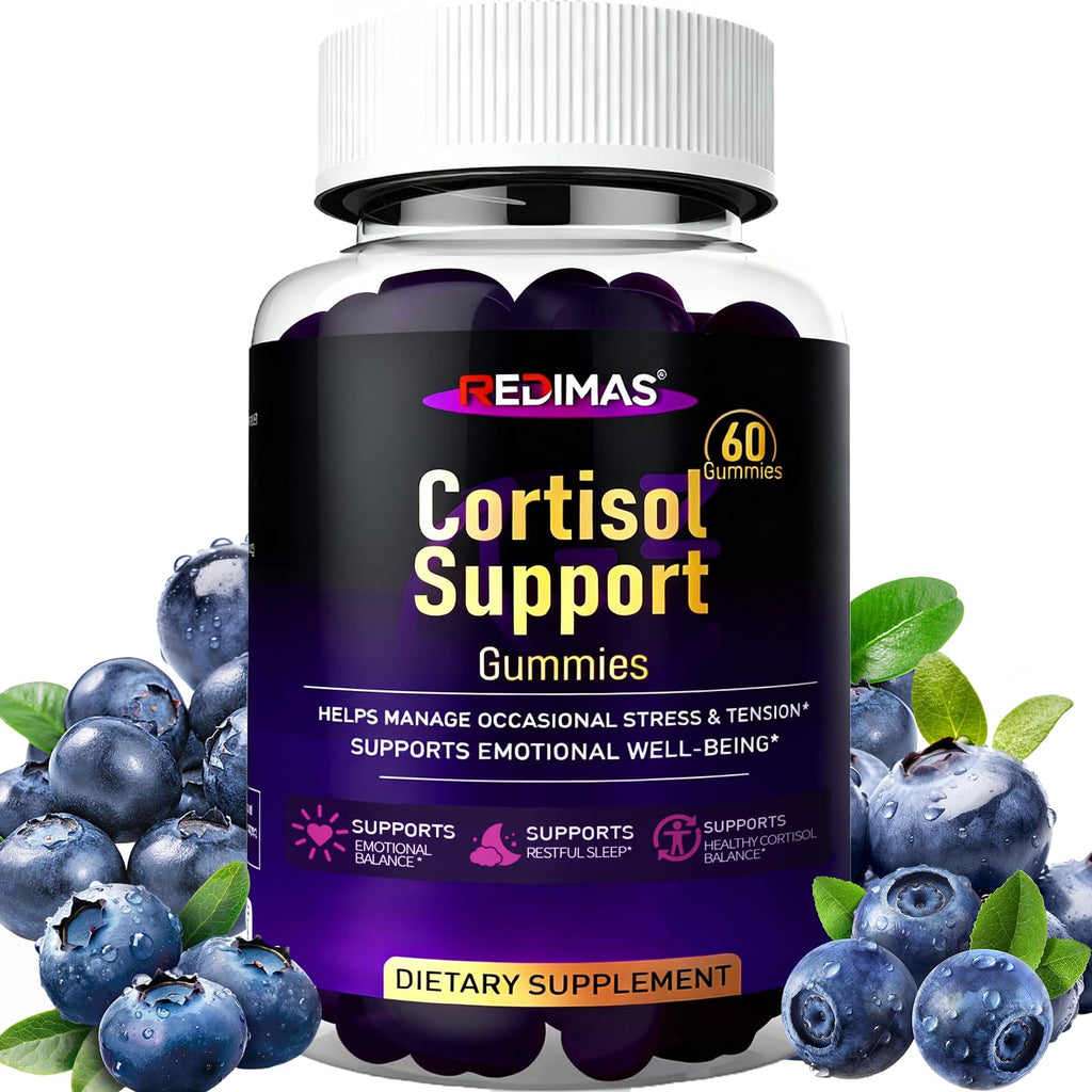 Redimas Cortisol Gummies for Women & Men with Ashwagandha, Magnesium, L-Theanine and Multivitamin, Vegan Chewable Gummies for Daily Lifestyle Balance, Convenient Adult Supplement, 60 Count Redimas Au supplements