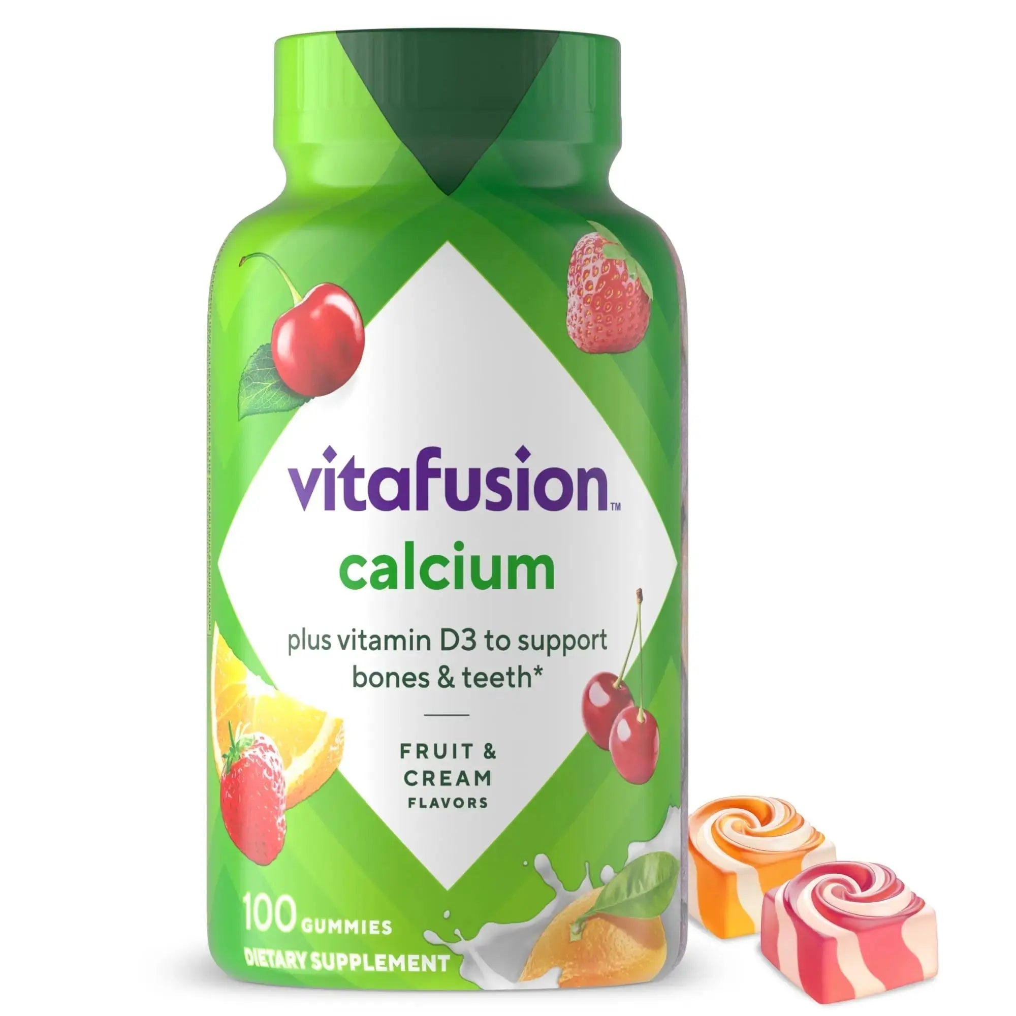 vitafusion Chewable Calcium Gummy Vitamins for Bone and Teeth Support, Calcium Gummies, Fruit and Cream Flavor, 100 Count, 50 Day Supply Vitafusion Au supplements