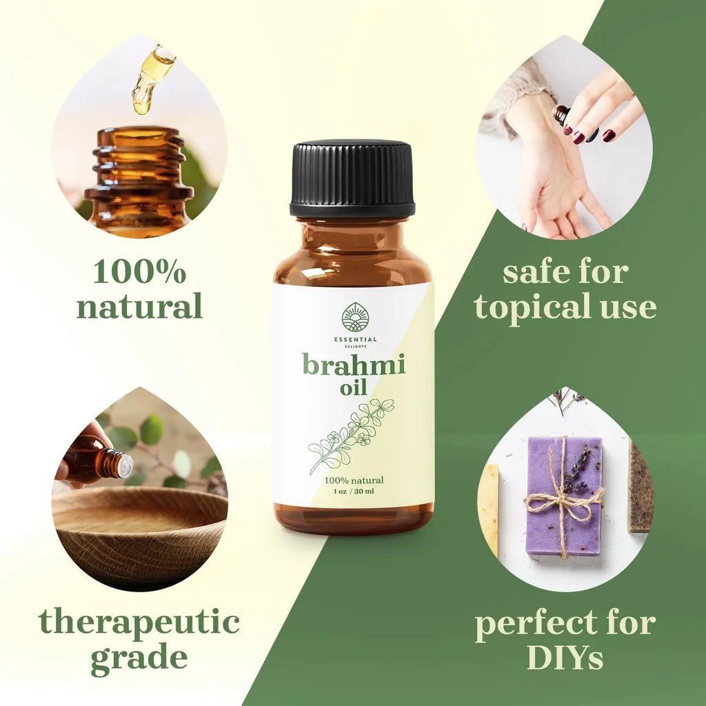 Essential Delights Brahmi Oil - Premium Undiluted Carrier Oil (1 oz) | for Skin, Face, Body, Hair Revitalization Essential Delights Au supplements